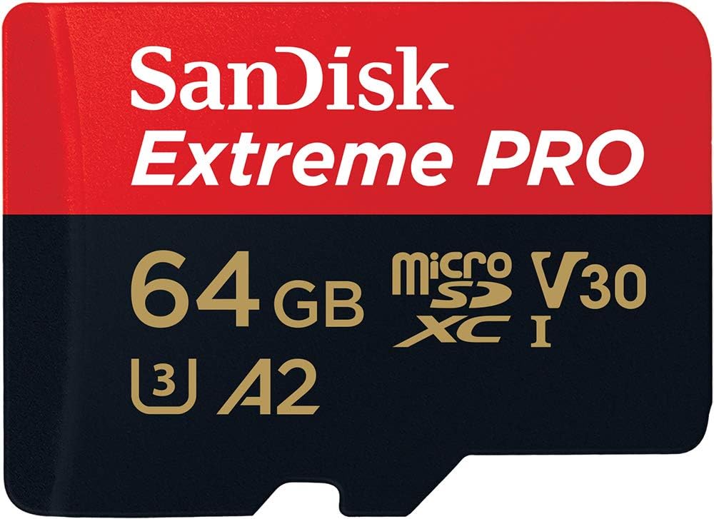 SanDisk - Extreme PRO 64 Go - microSDXC + adaptateur, A2 UHS-I, 200 Mo/s V30