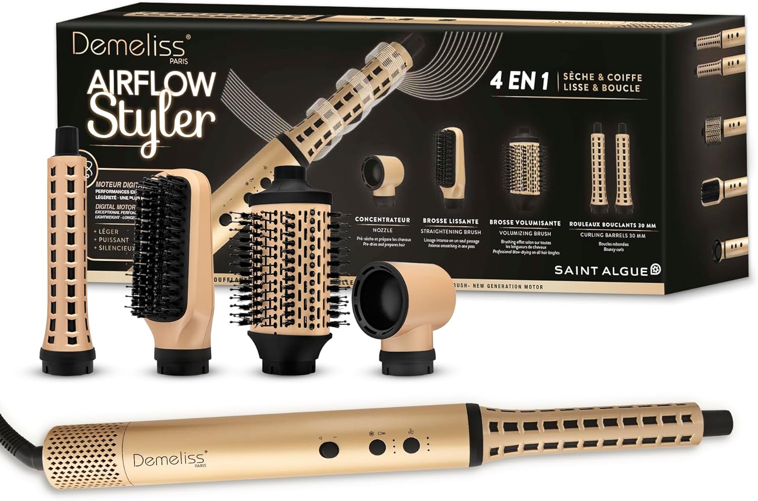 Saint Algue - Airflow Styler - brosse 4en1 compacte, puissante, 3 températures, tous cheveux