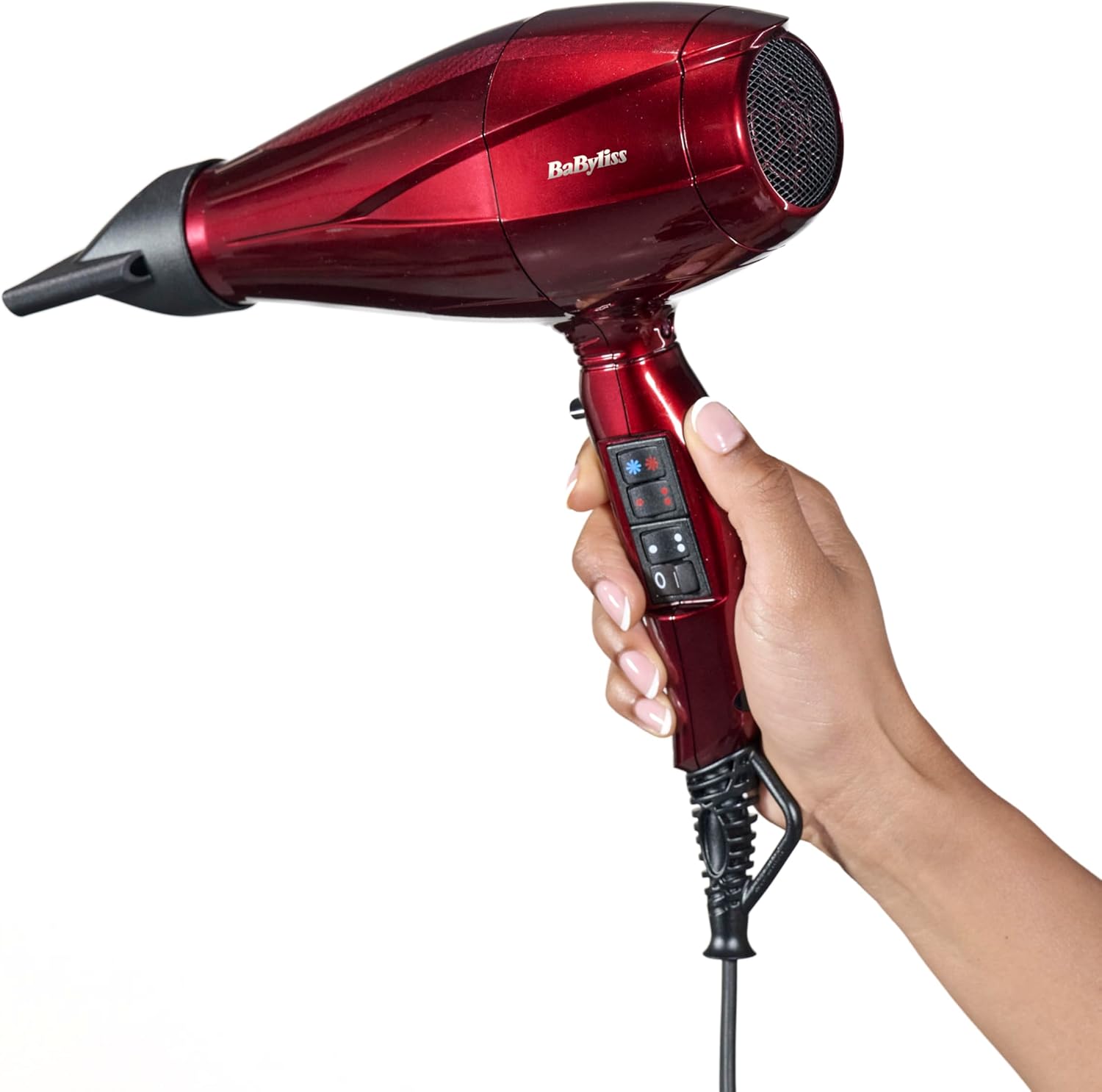 BaByliss - Sèche-cheveux Pro Digital, 2200W, ionique, 3 temp., 4 vit., rouge, 6001DE