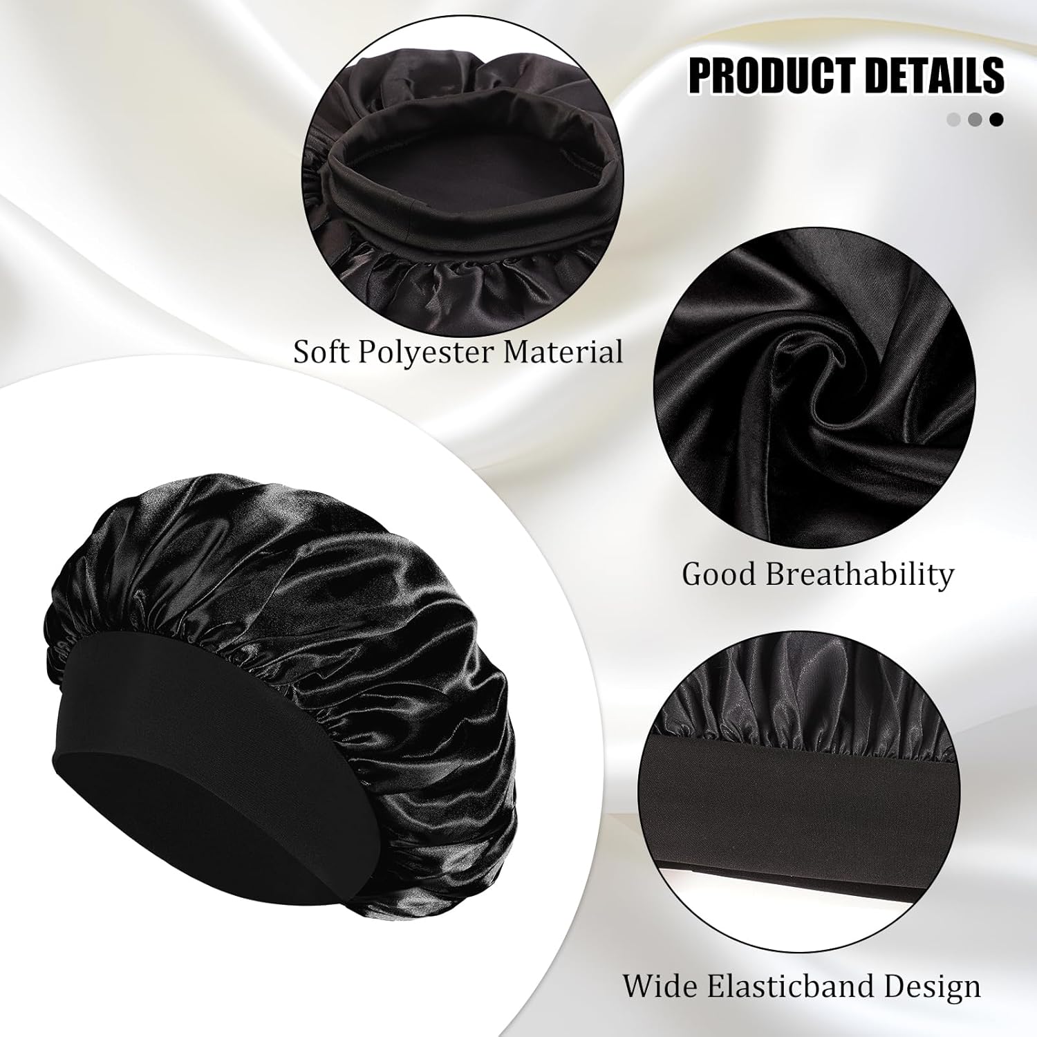 Bonnet satin nuit – élastique, soin cheveux, confort, doux, taille unique
