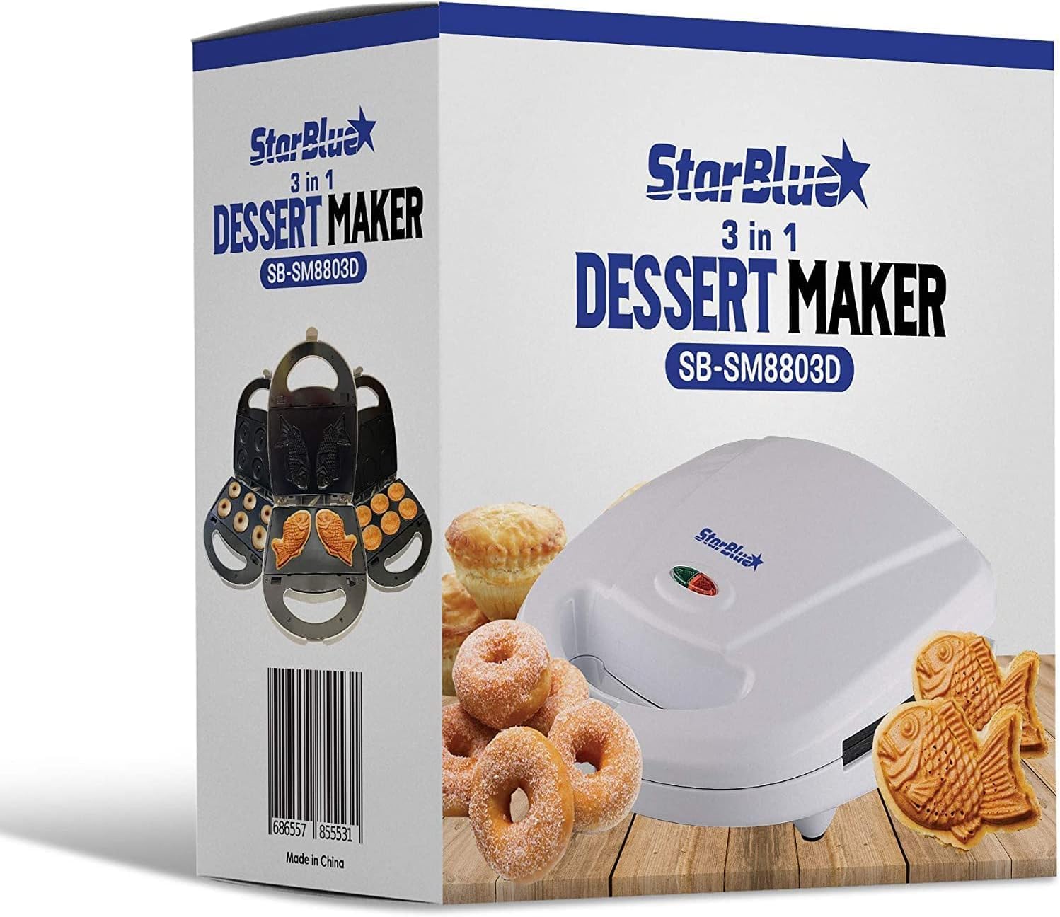 StarBlue - Appareil 3 en 1, plaques amovibles, 700-800W, blanc