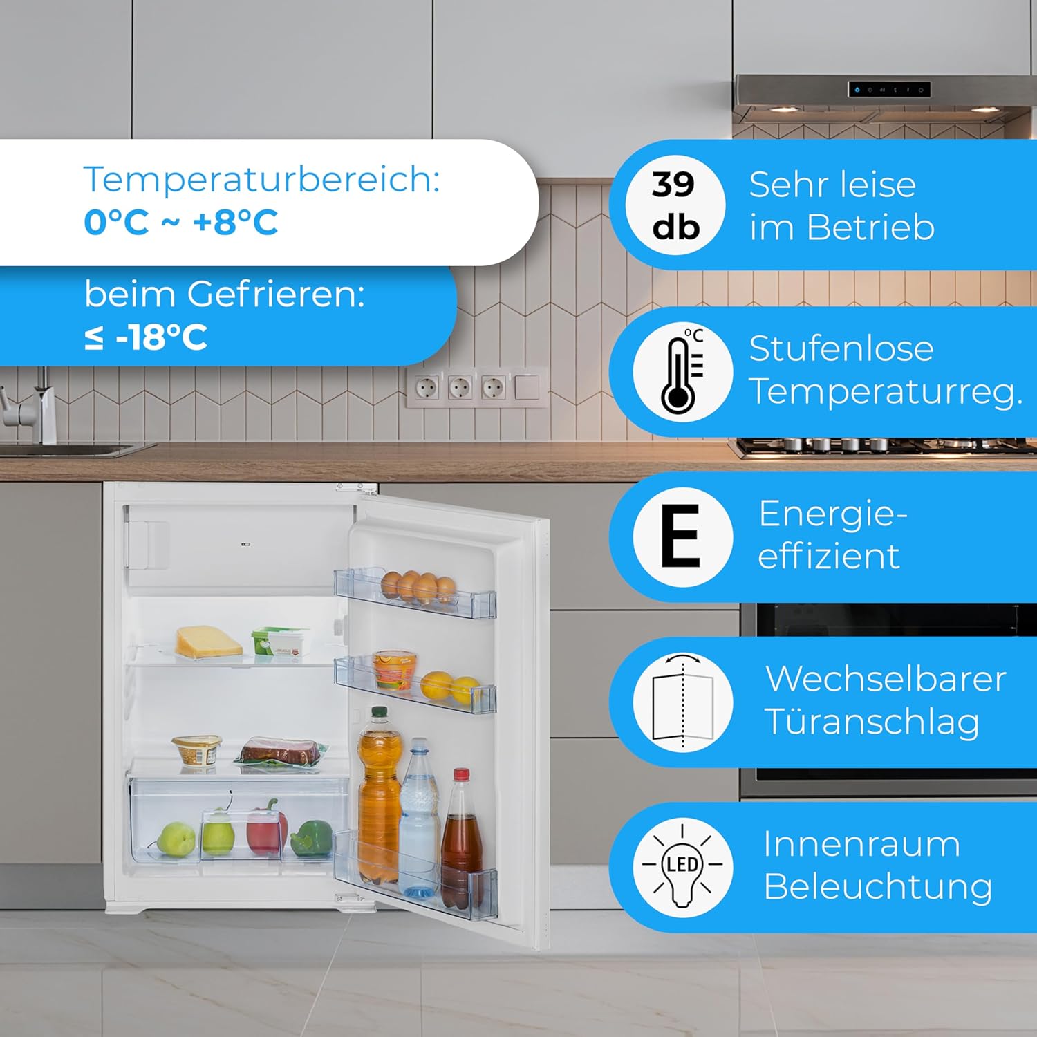 Bomann - réfrigérateur encastrable 118L, LED, auto-dégivrage - KSE7810