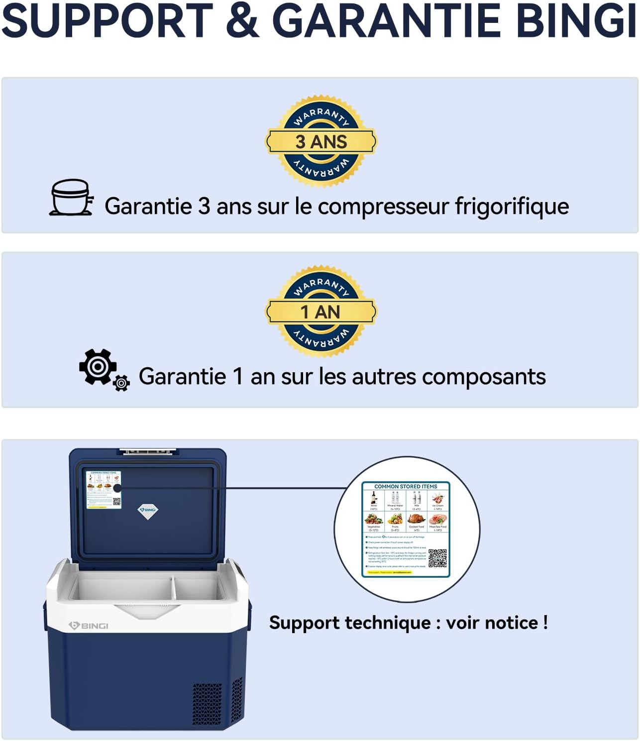 BINGI - Glacière électrique 30L - Refroidissement rapide, -18°C, multi-voltage