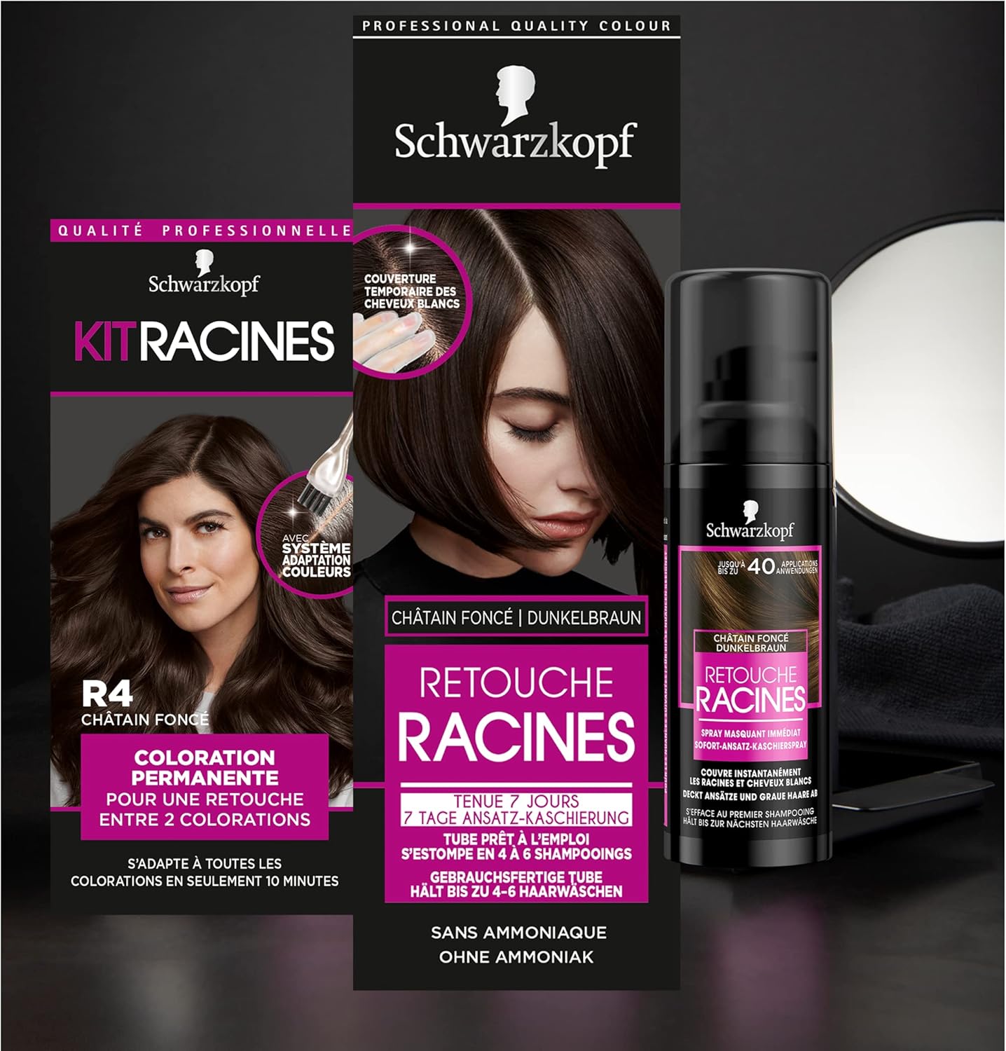 Schwarzkopf - Kit Racines - retouche racines nourrissante - lot de 3 - Châtain clair à châtain