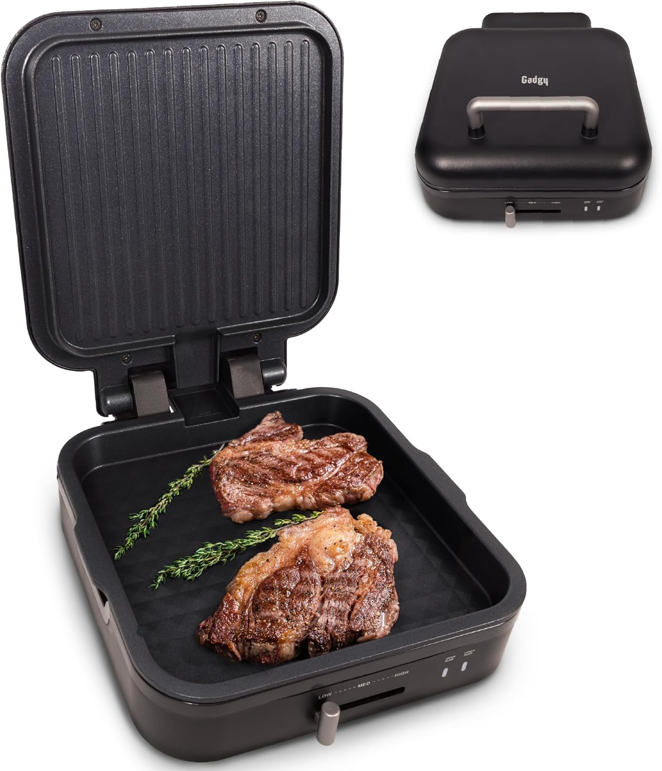 Gadgy - Gril de contact 2 en 1, 1400W, plaques amovibles, température réglable