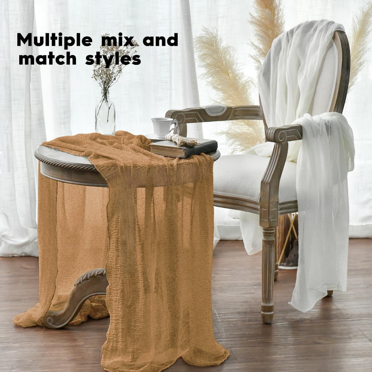 Artoid Mode - Chemin de table bohème - 300 cm - gaze de coton jaune