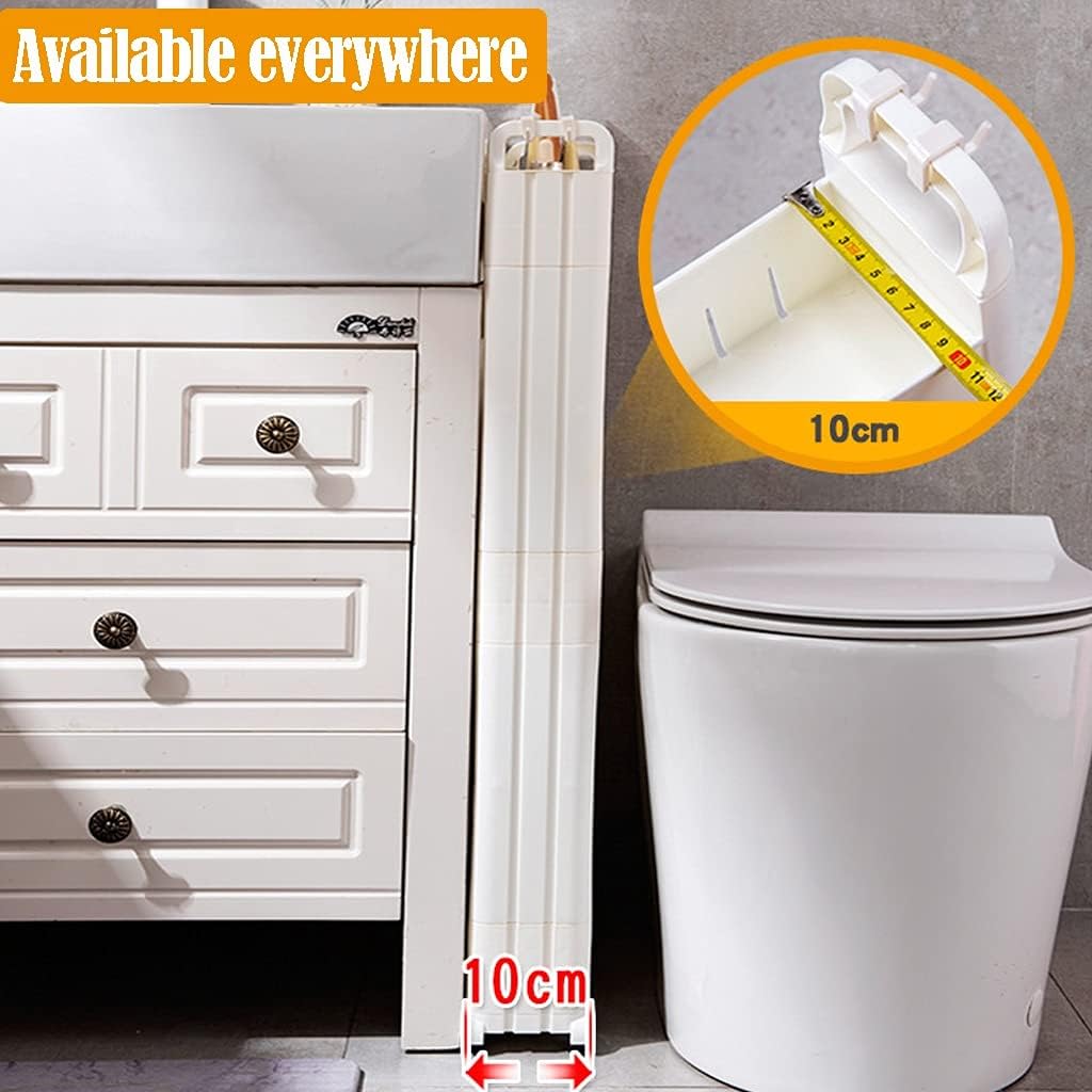 Chariot de rangement - 3 niveaux - plastique, 10 cm large, blanc, mobile