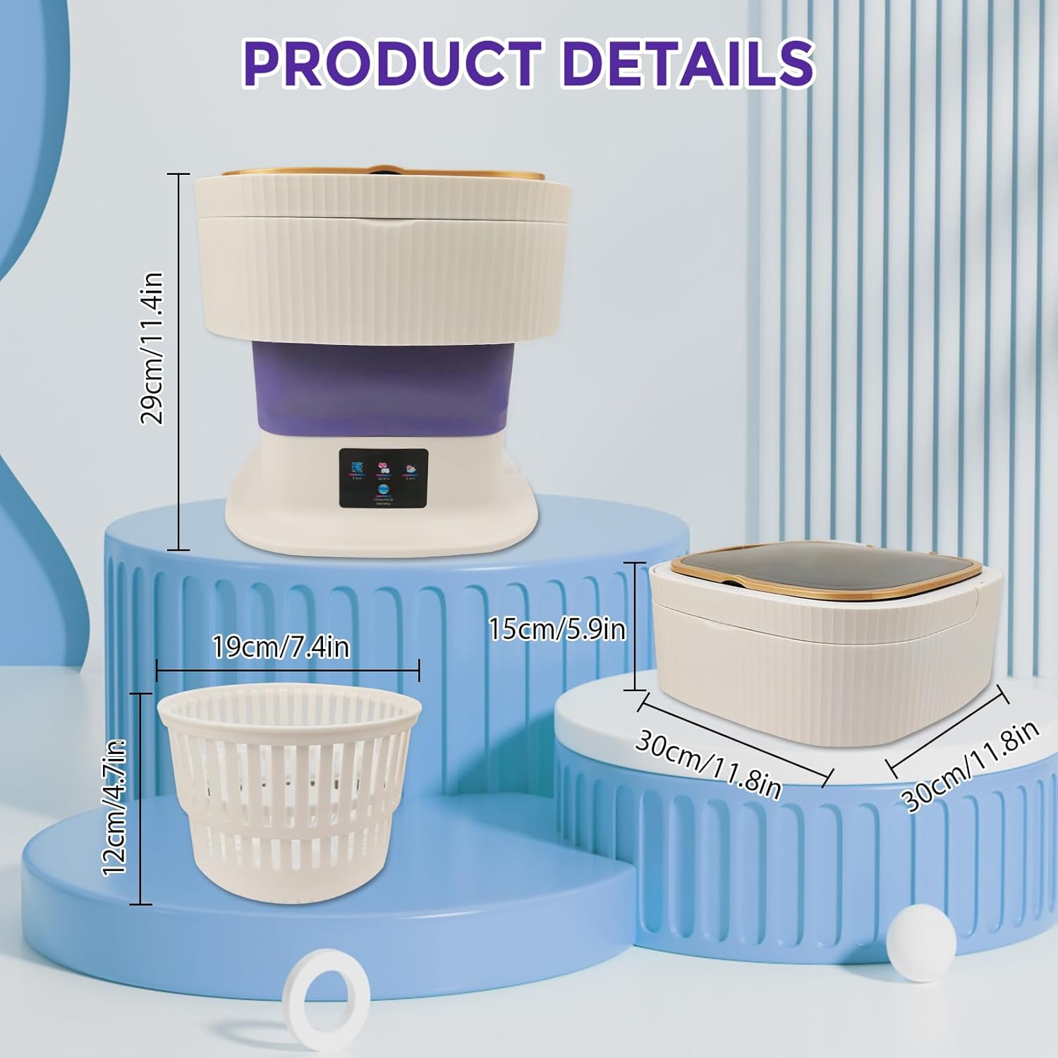 Mini machine à laver portable - 15L - essoreuse, nettoyage en profondeur, idéale camping et voyages