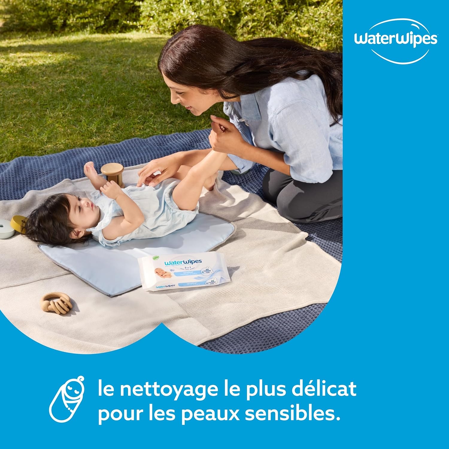 WaterWipes - Sensitive+ - 360 unités - 99,9% eau, non parfumé, 3-en-1