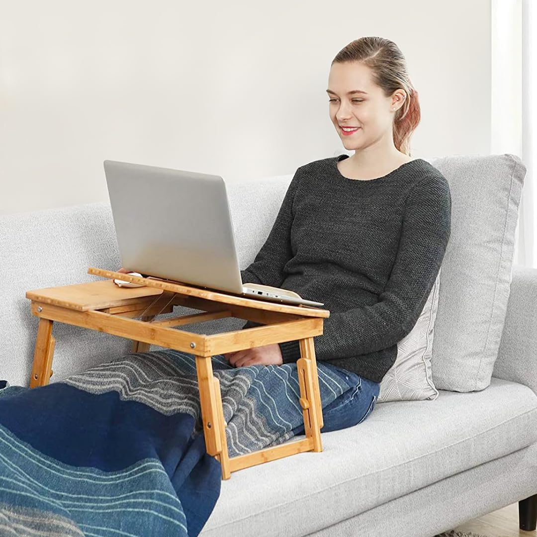 SONGMICS - table de lit réglable, bambou, 15,6