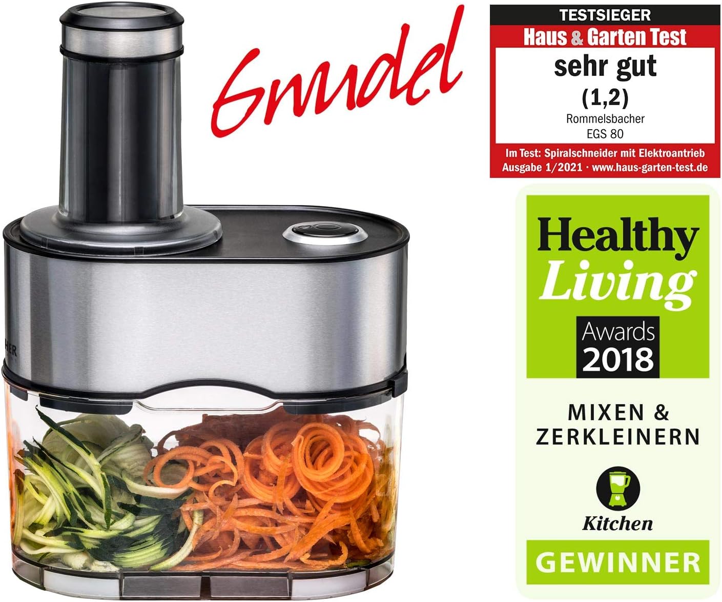 Rommelsbacher - spiralschneider EGS 80 - 2.5L, 100W, inox, coupe-légumes EGS80