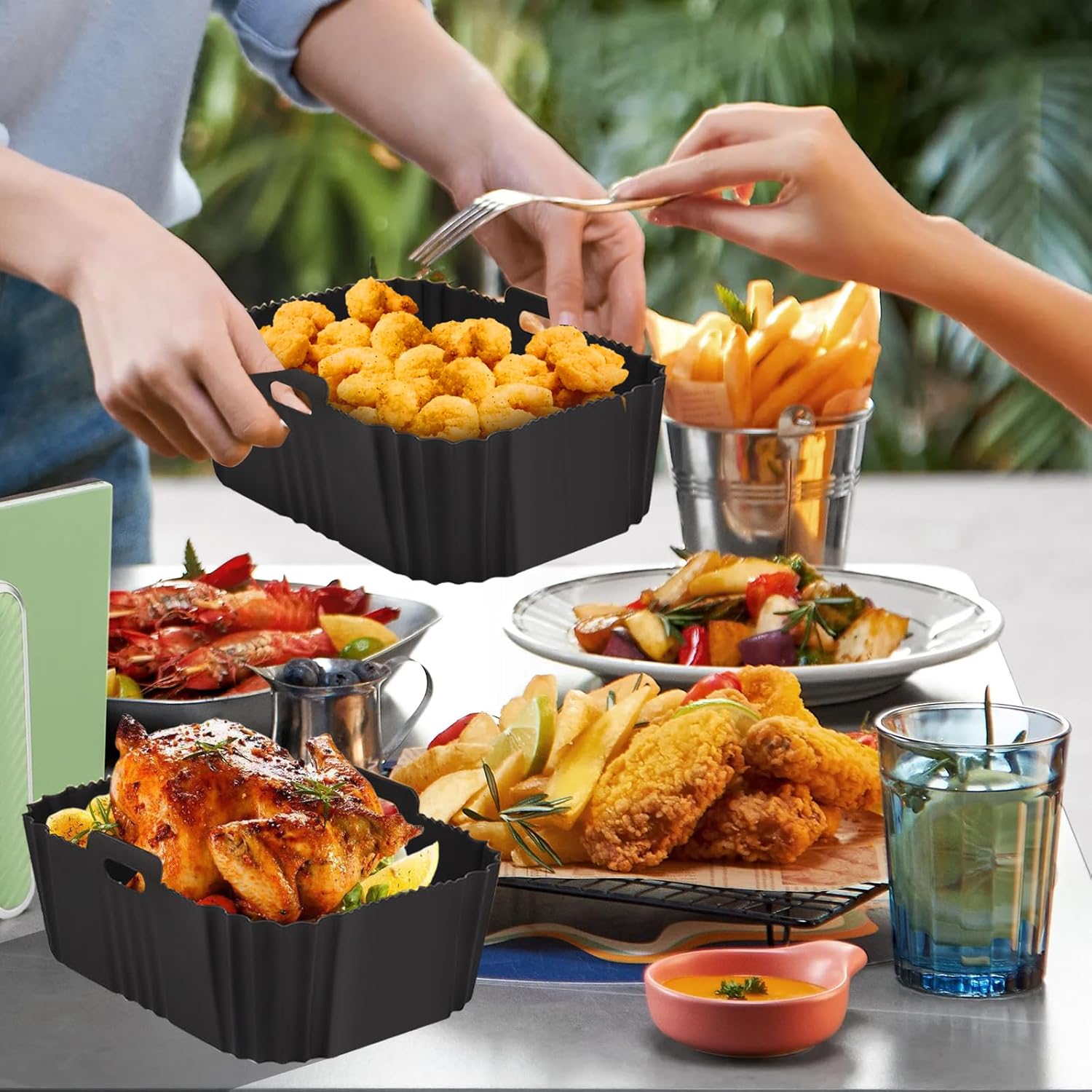 Moule silicone air fryer - compatible Ninja Double XL - réutilisable - lot de 2 - SL400EU