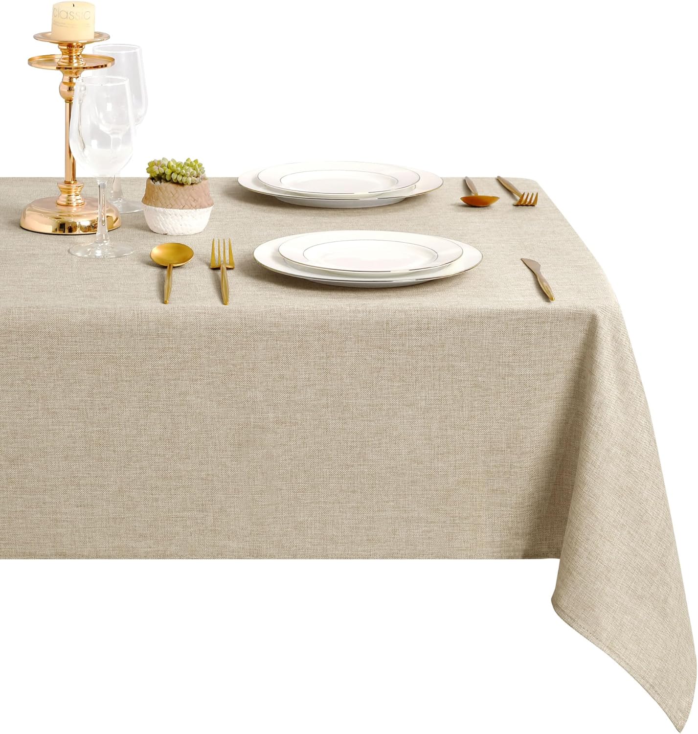 DWCN - nappe aspect lin 135x135cm, lavable, imperméable, antitache