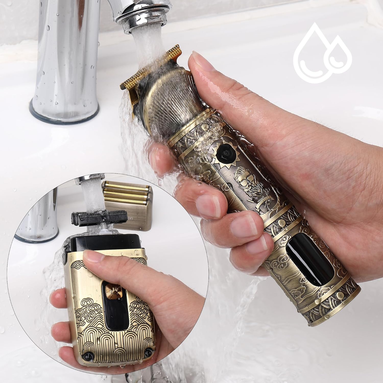 Tondeuse cheveux homme - tondeuse barbe sans fil - 3 lames, électrique, compacte