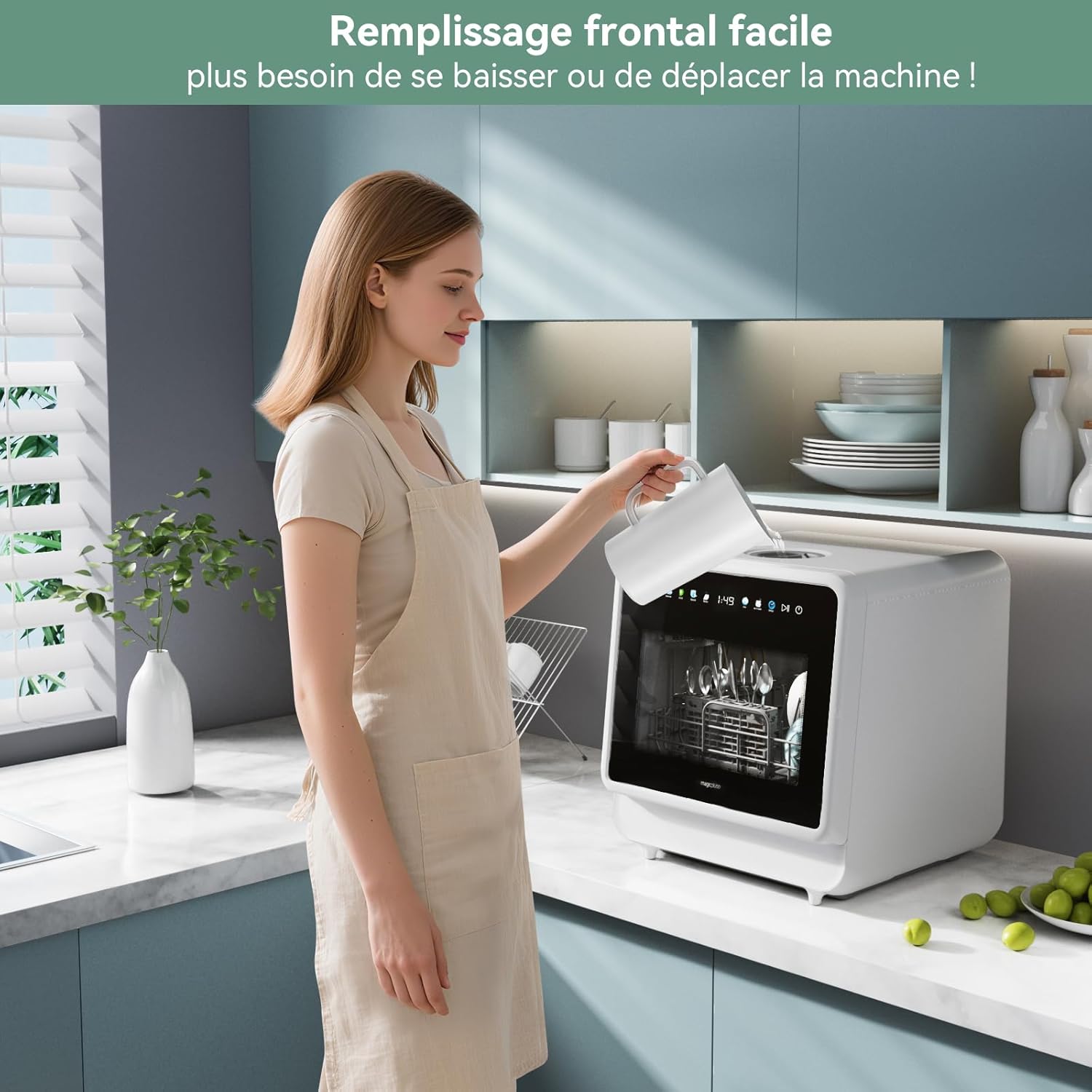 Lave-vaisselle compact de table, 5 couverts, écran couleur, 5L, 5+3 programmes