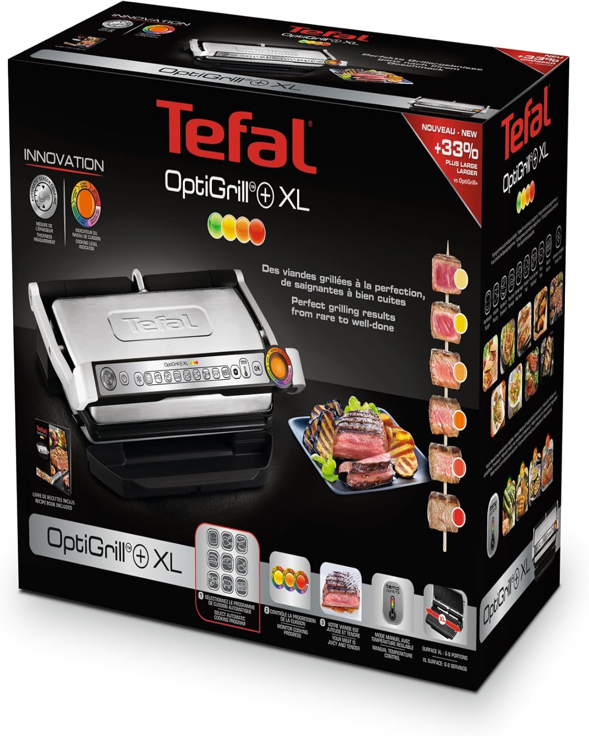 Tefal - Optigrill & Bake XL - XL 8 pers. - 9 programmes, four, GC724D12