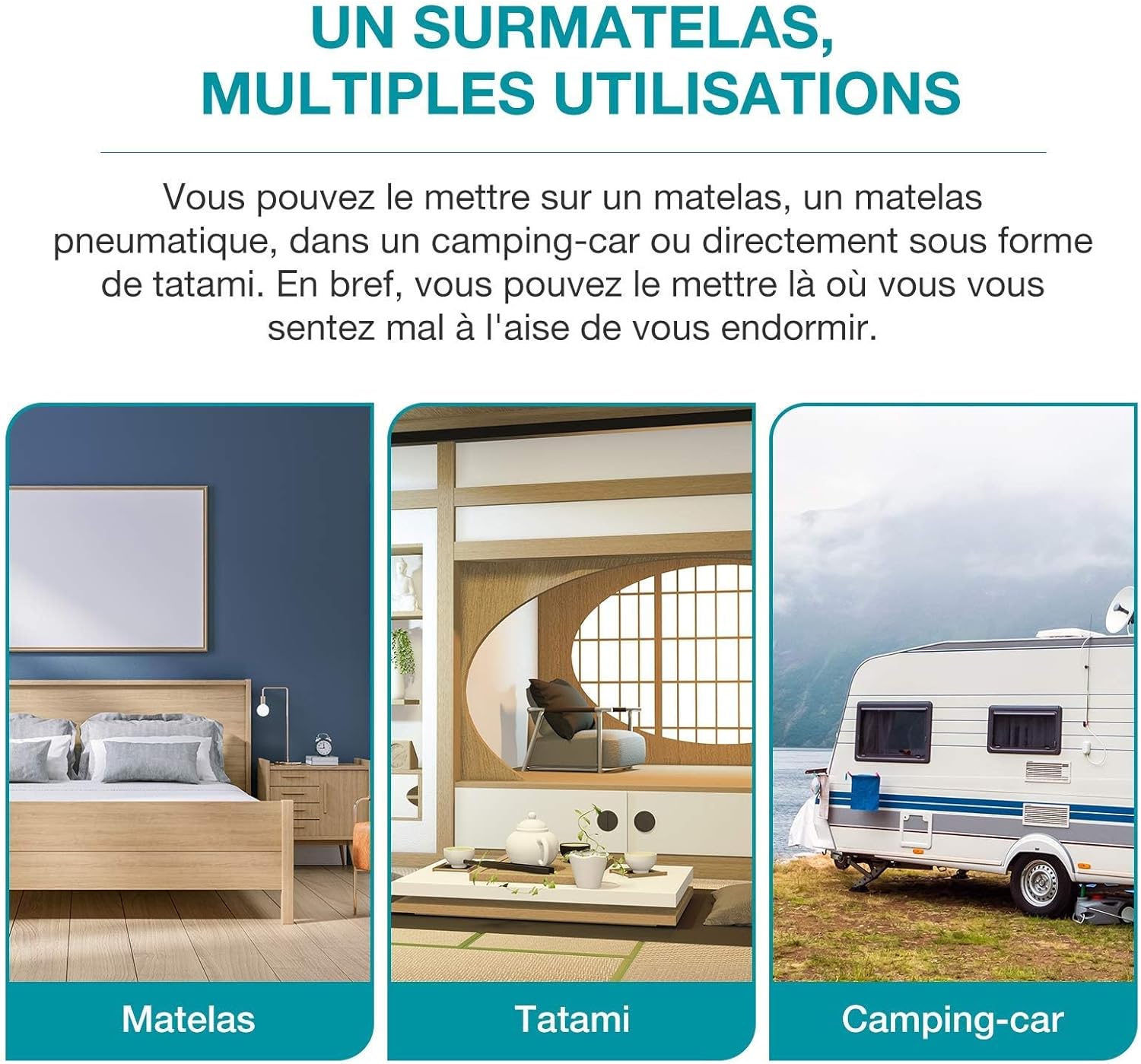 BedStory - surmatelas mémoire de forme 10cm - gel infusé, housse lavable