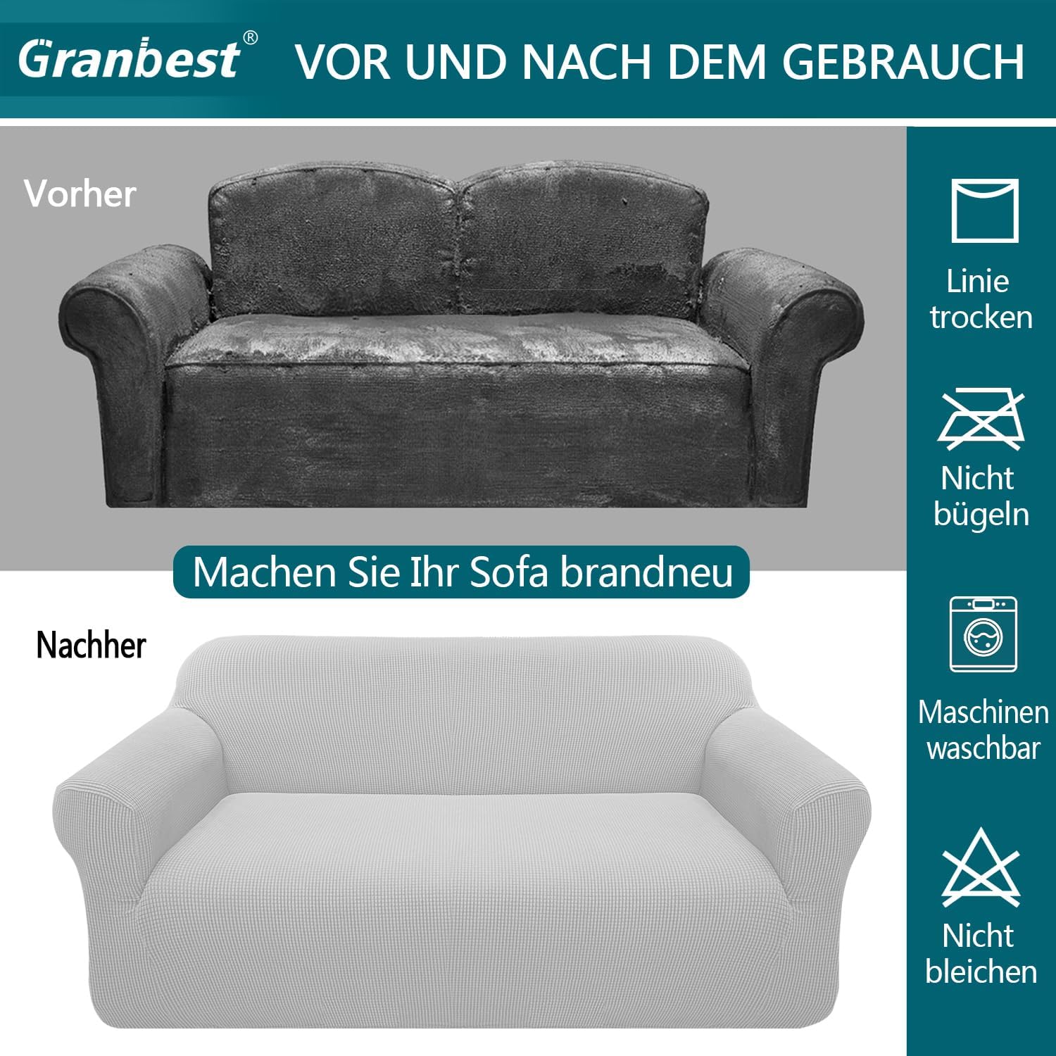 Granbest - housse de canapé jacquard 3 places - extensible, protection animaux