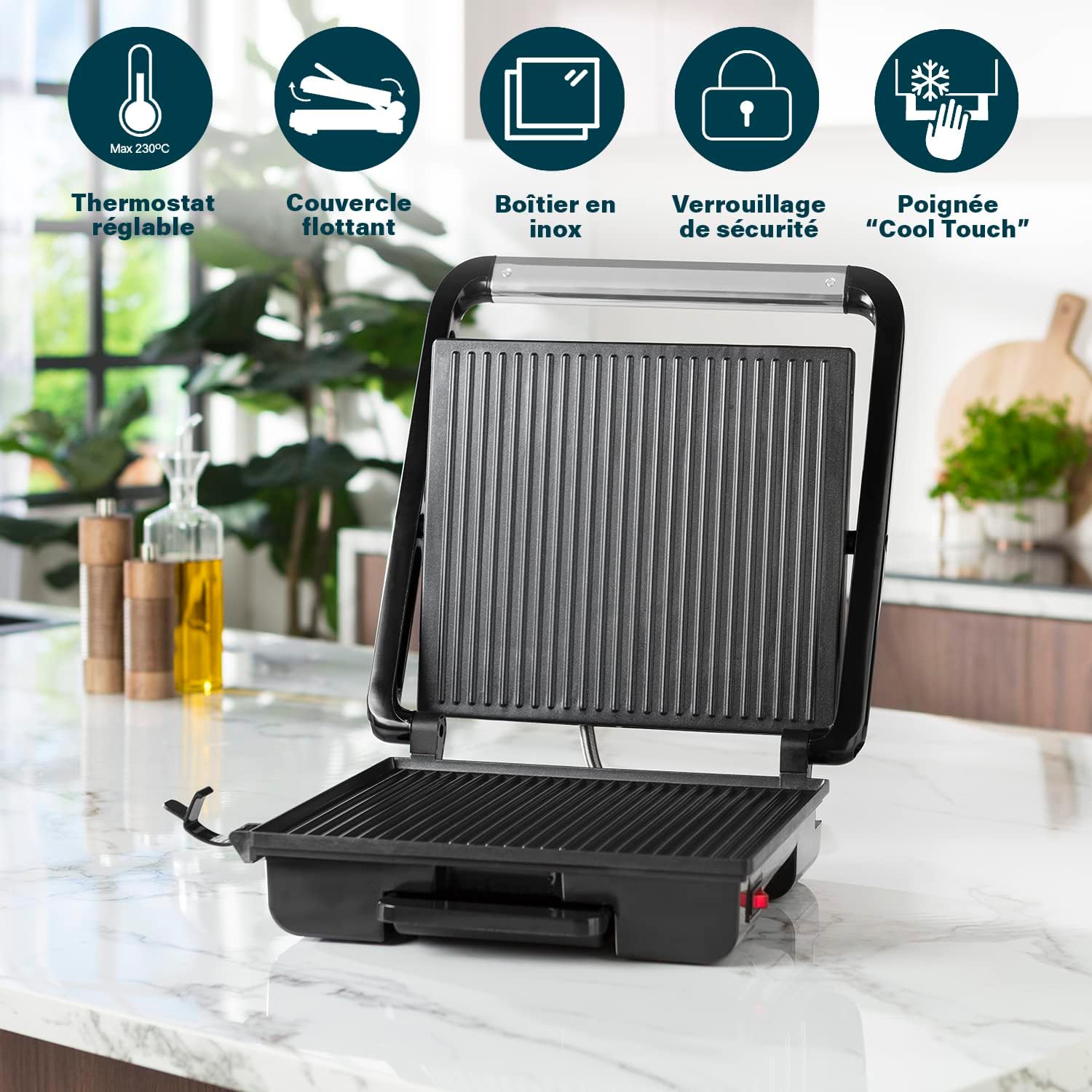 Princess - Appareil à paninis multifonction - 30x27 cm - 2 portions, 2000W