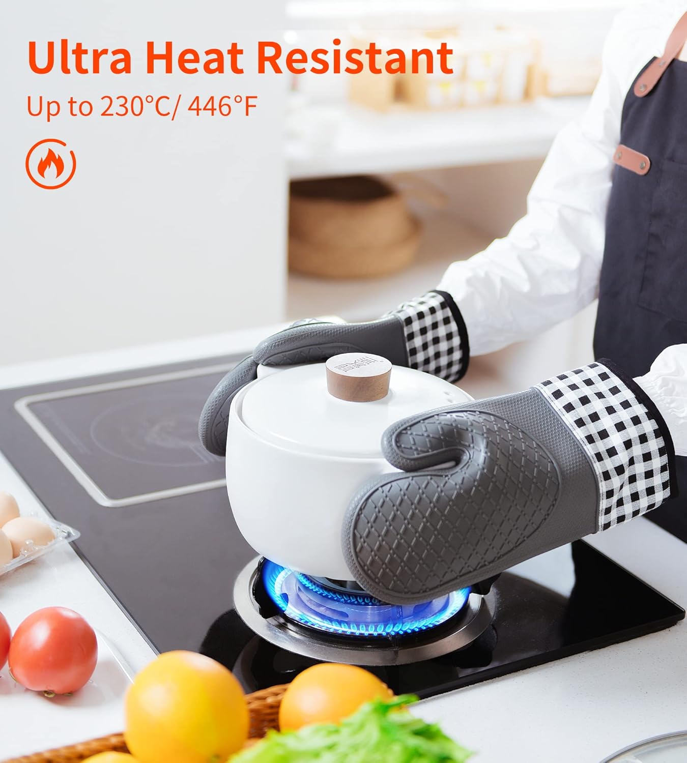 Ankway - Gants de cuisine silicone - taille unique - antidérapants et résistants à la chaleur