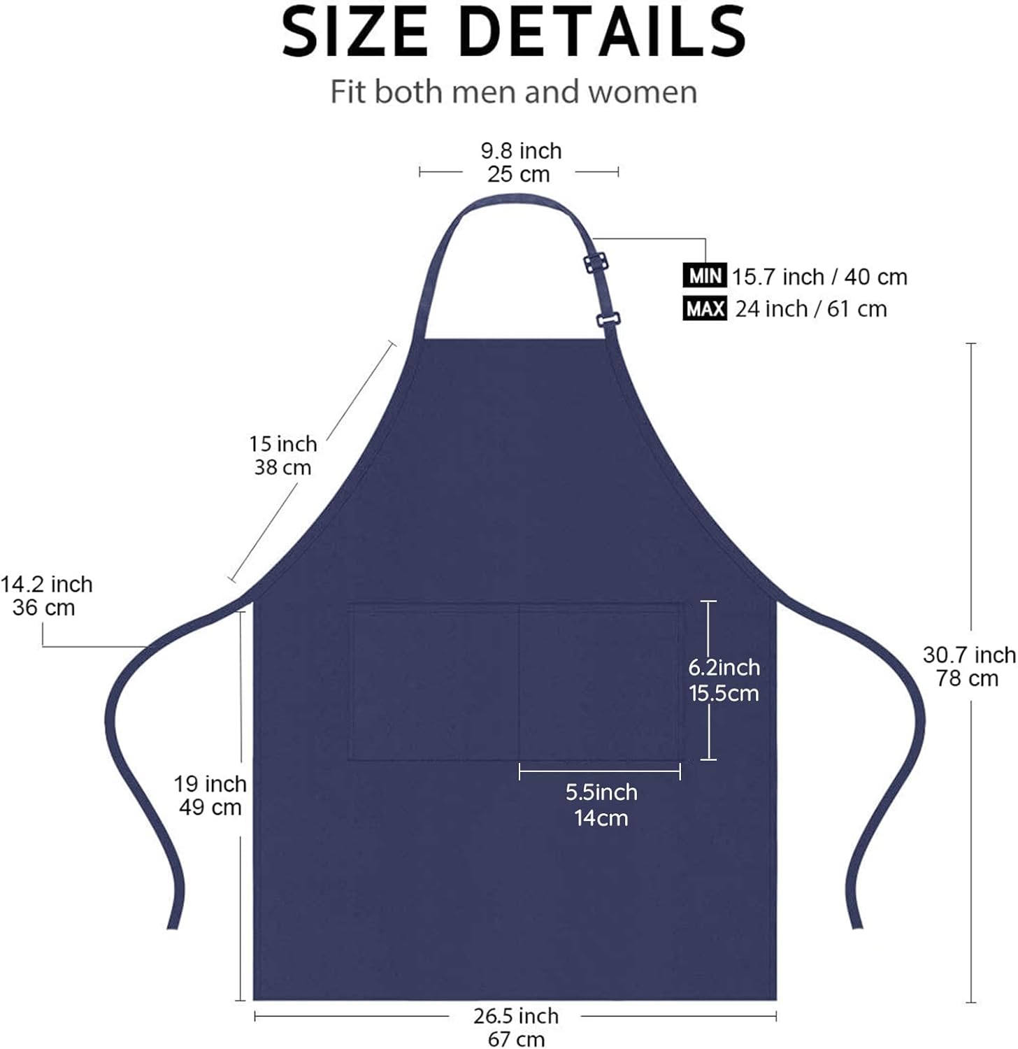 atopo - tabliers cuisine 4 pcs - réglables, 2 poches, étanches
