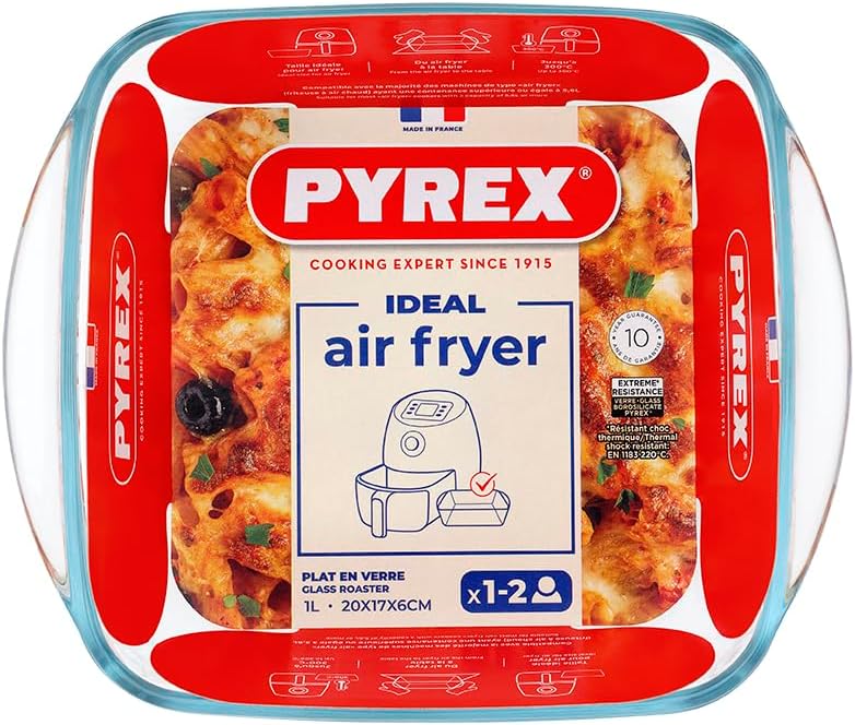 Pyrex - Prepware carré - 20x17cm, verre, 1L, lot de 2