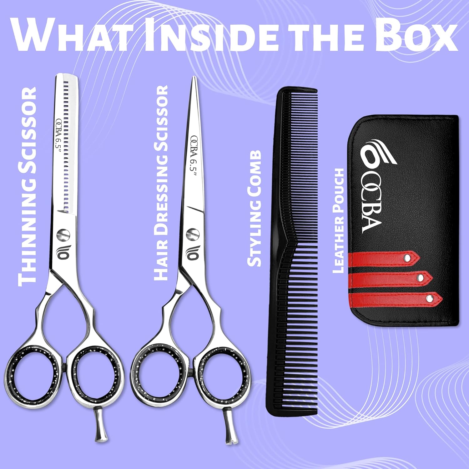 Ciseaux de coiffure - acier inoxydable 6/6,5 pouces - professionnels, noirs japonais