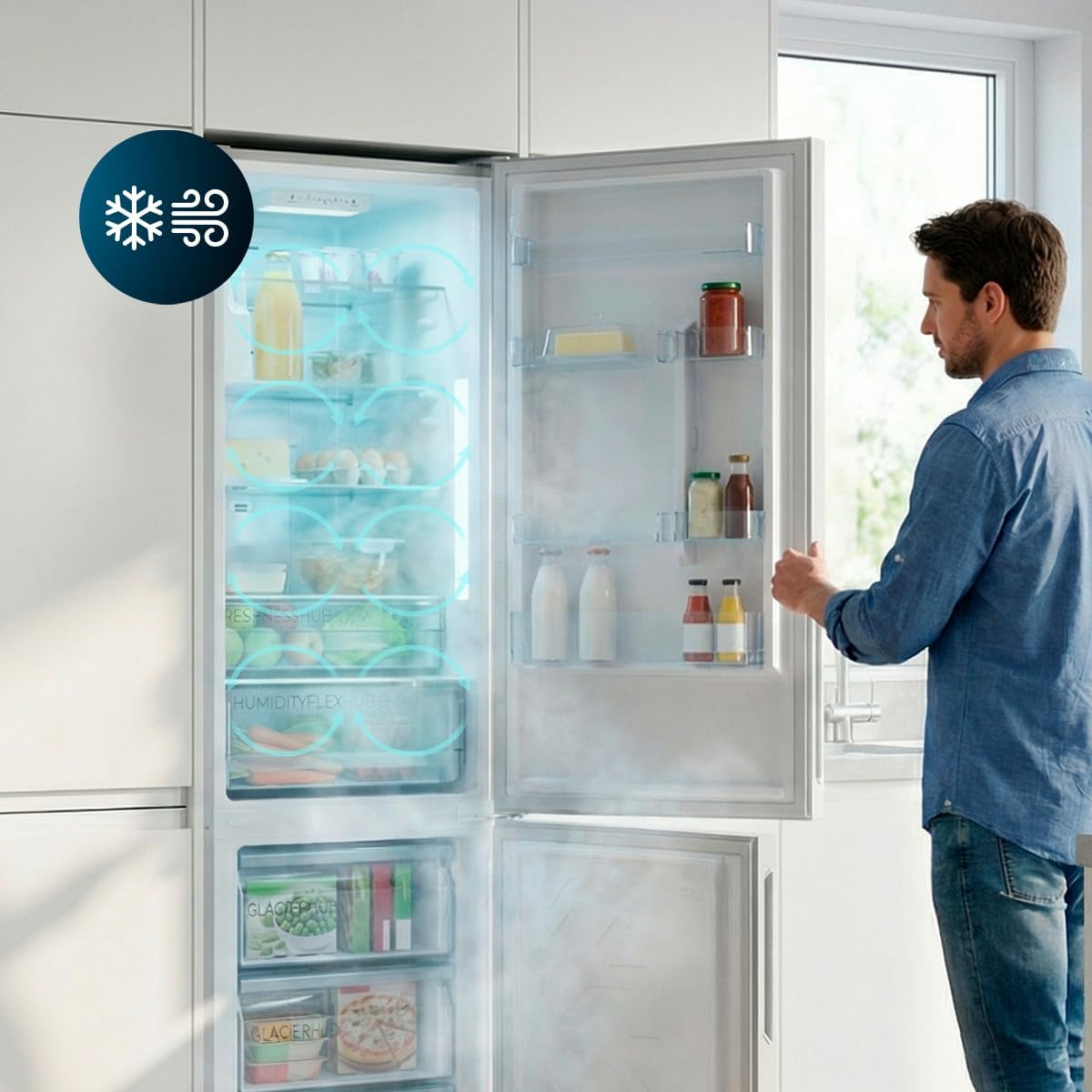 Cecotec - Bolero CoolMarket 356L, 200x59,5 cm, Multi Airflow, E, 356i Black Glass D