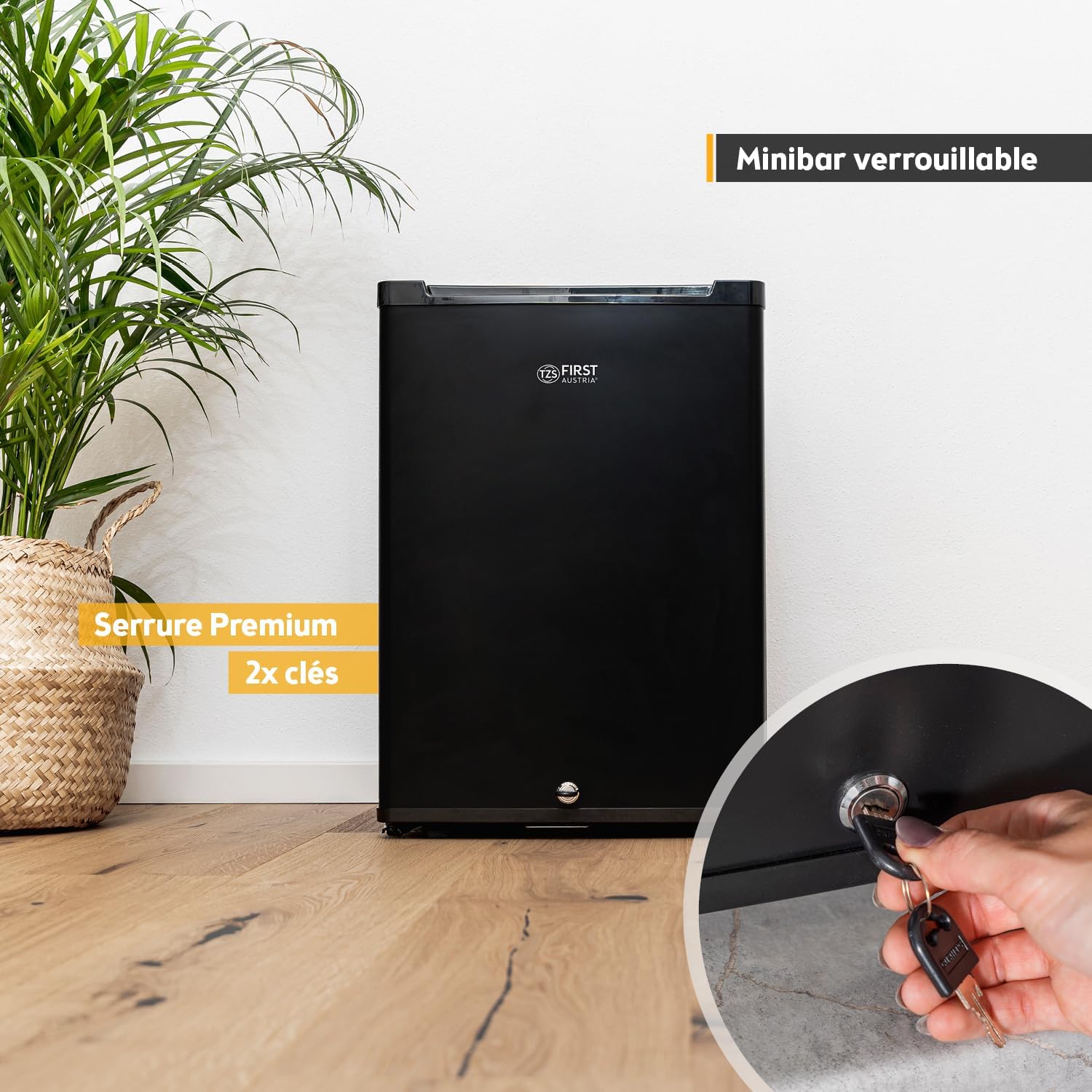 TZS First Austria - Mini frigo 40L - silencieux, porte réversible, lumière intérieure