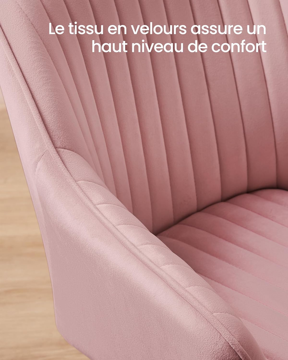 SONGMICS - fauteuil velours, pieds métal, accoudoirs, rose, 120kg - LDC087R01