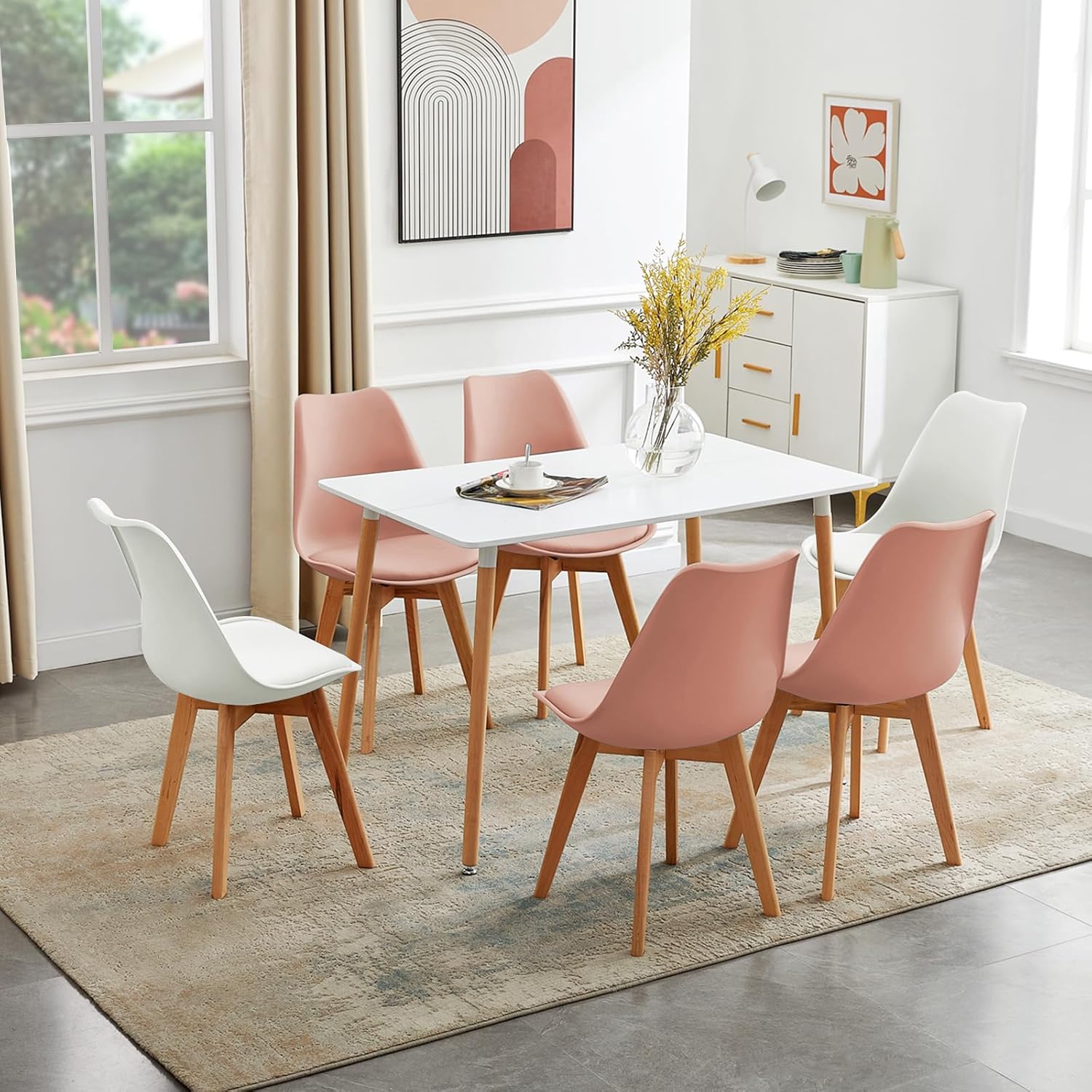 EGGREE - chaises Scandinaves lot de 6, hêtre noir, rembourrées, confort