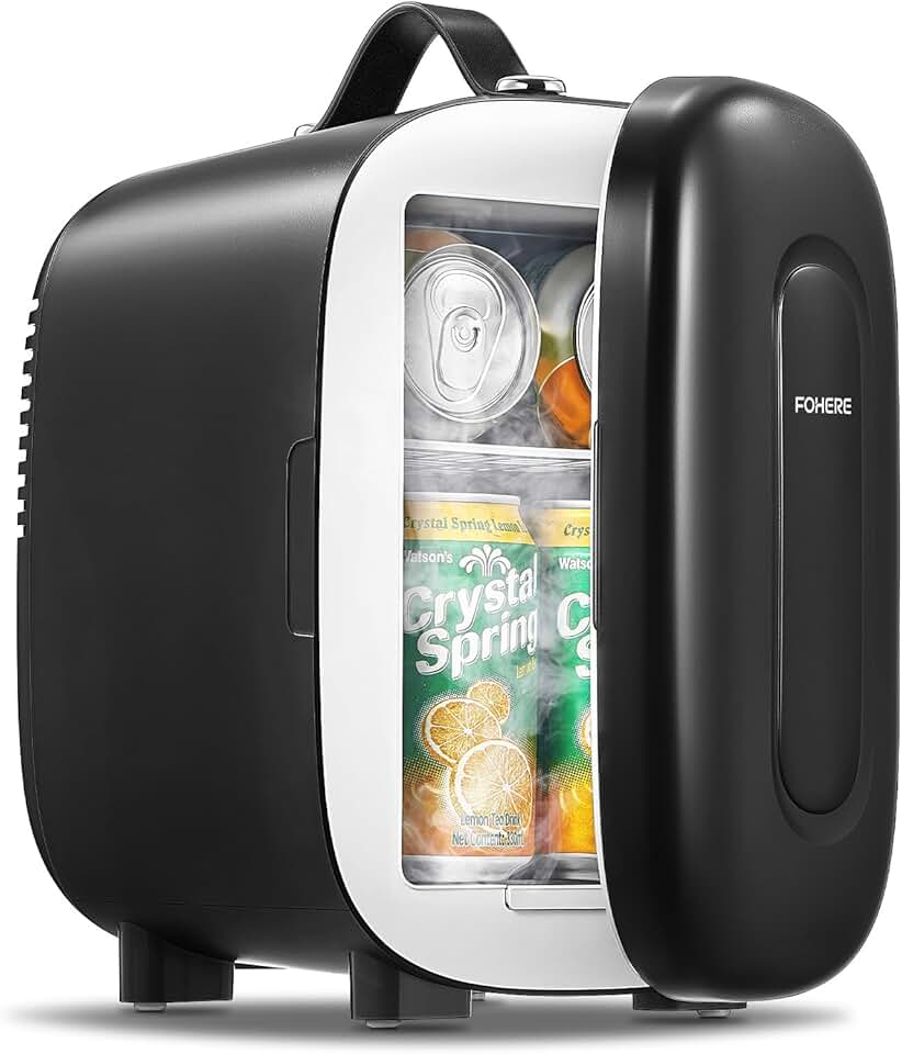 FOHERE - Mini Frigo 5L - compact 6 canettes, AC/DC, cosmétiques, bureau