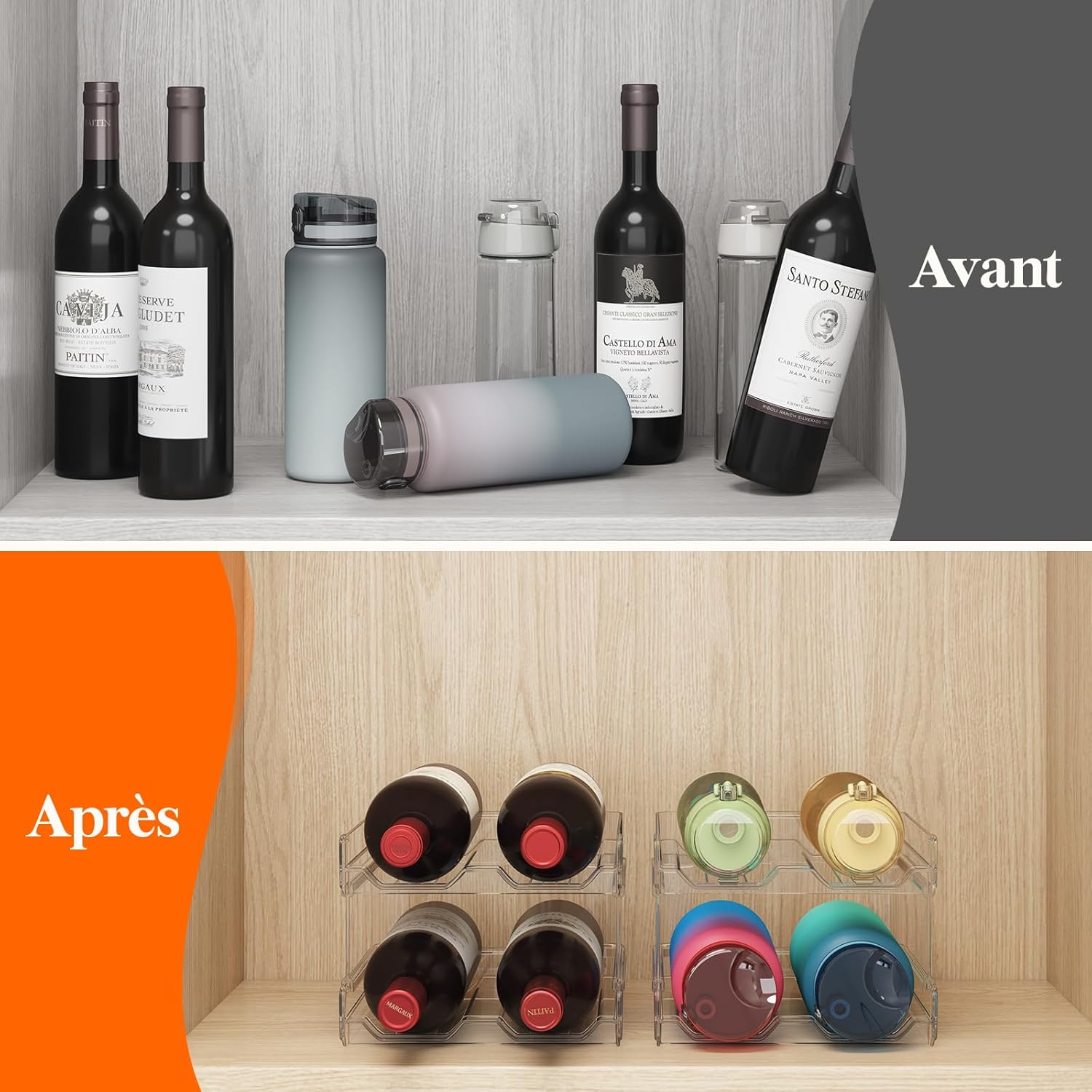 Lifewit - casier à vin empilable - transparent - stocke 4 bouteilles