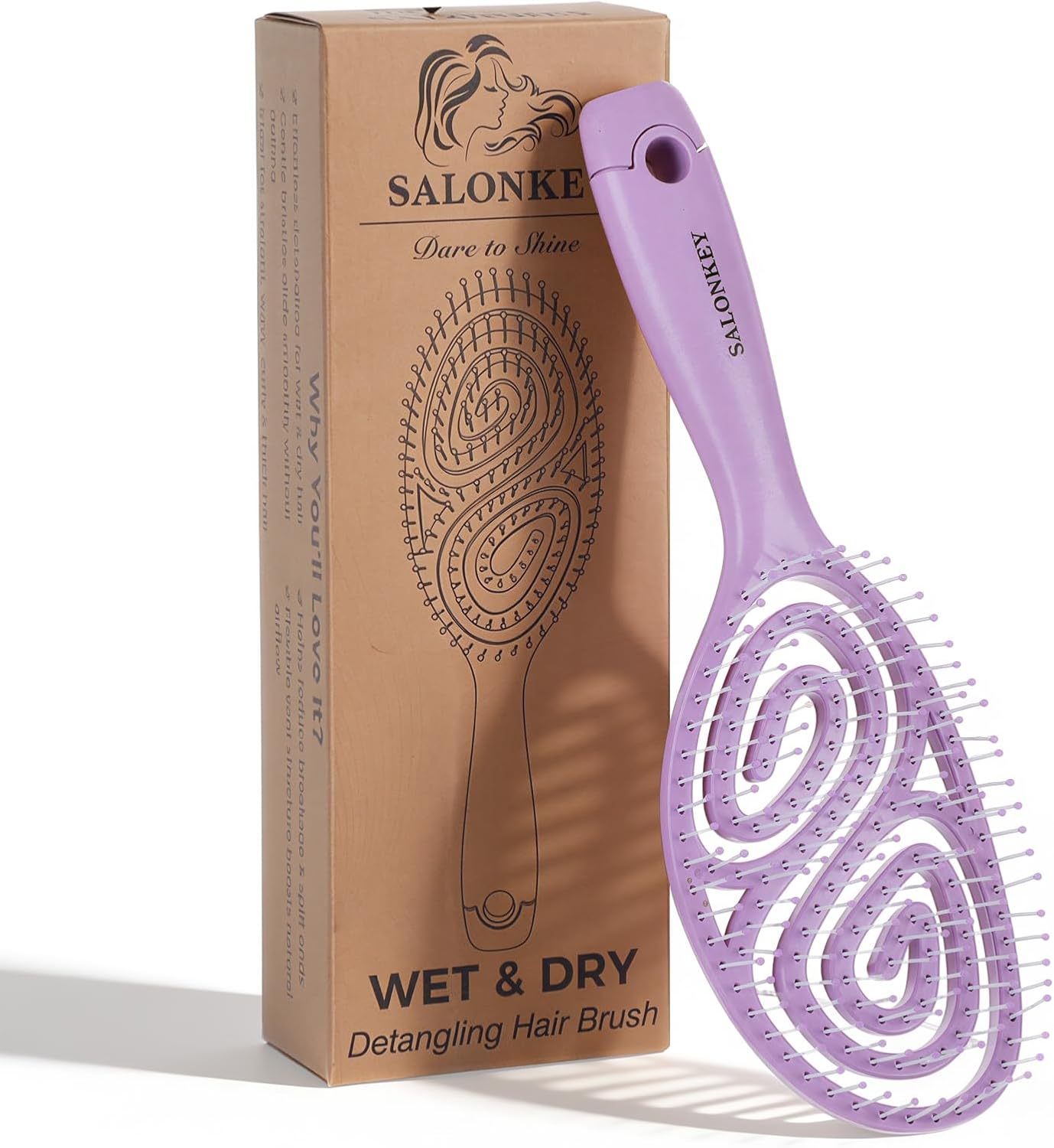 Brosse démêlante cheveux - Wet & Dry - anti-casse, antistatique, violet