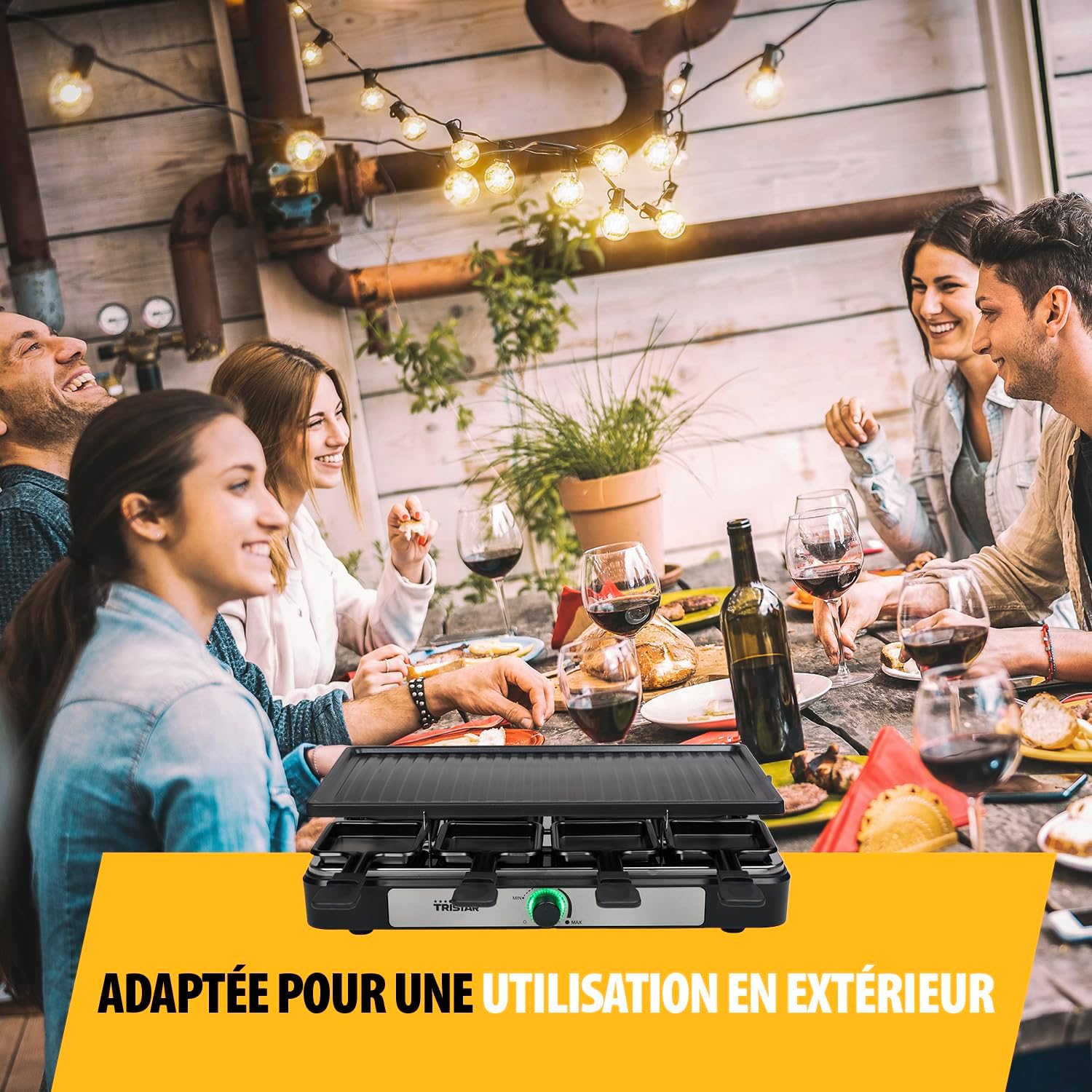Tristar - Raclette RA-2746 - 42x23 cm - 8 pers, thermostat réglable, 1400W