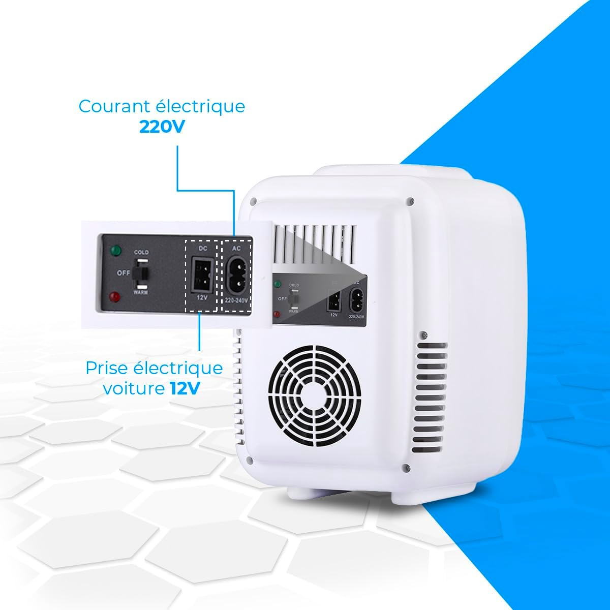 NK - mini réfrigérateur 4L - 12V/220V - froid/chaud, compact