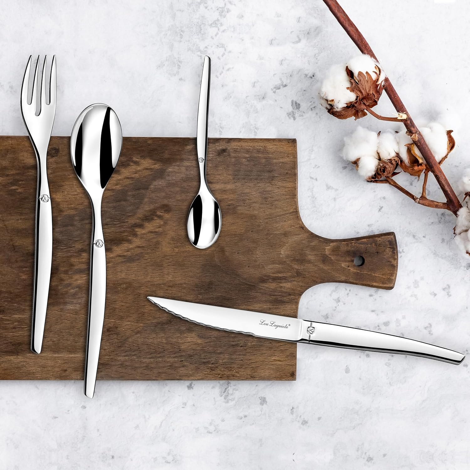 Lou Laguiole - Jet - ménagère 74 pièces pour 12 pers - inox 18/0, brillant