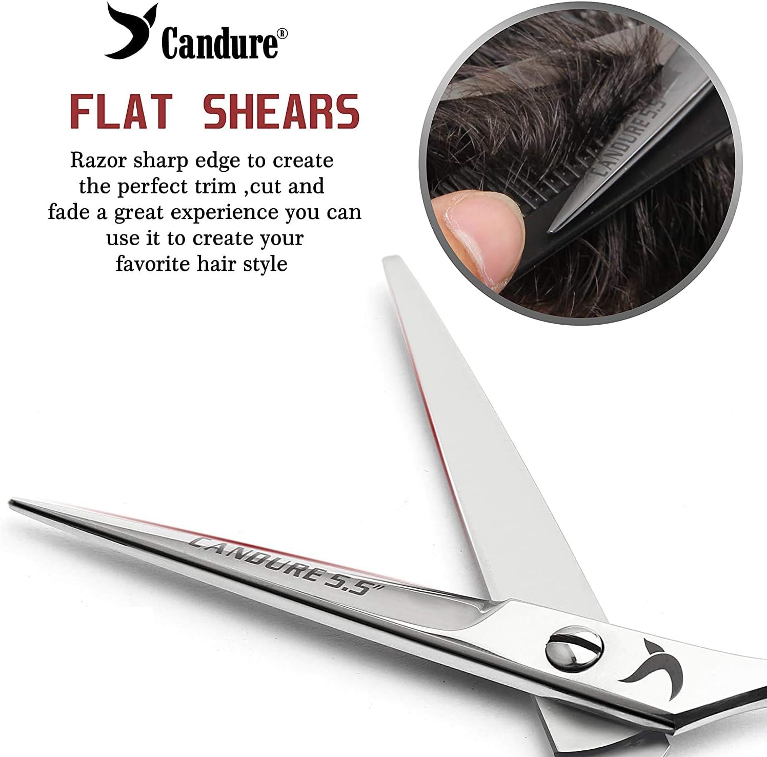 Candure - Set Ciseaux Coiffure Pro - acier inoxydable - coupe & effilage