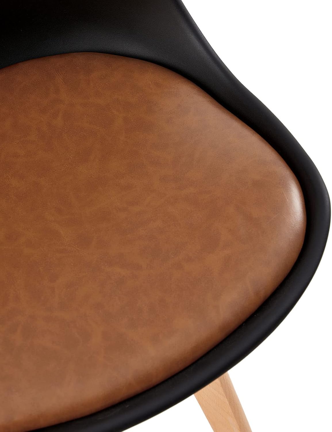 EGGREE - Chaises Scandinaves - assise rembourrée PU, pieds hêtre, lot de 4