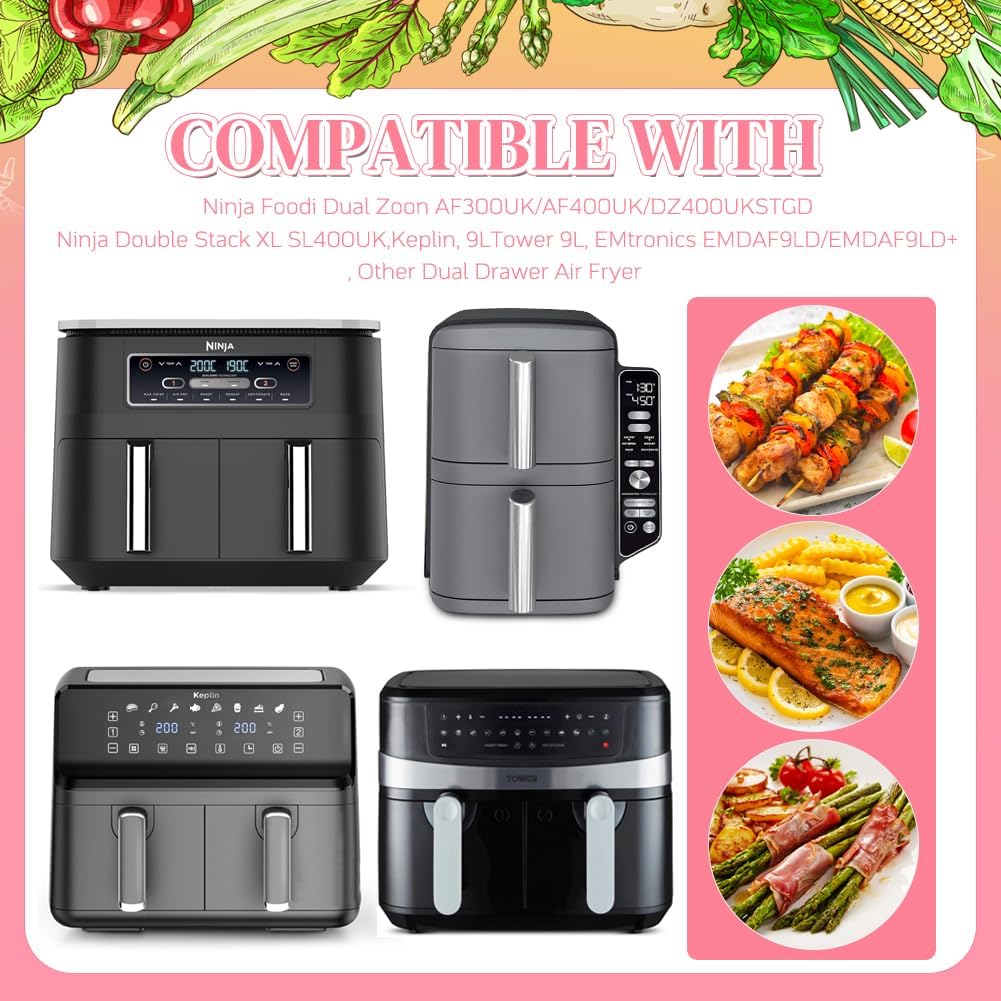 BYKITCHEN - Papier cuisson Air Fryer - 9,5L/7,6L - 100 pièces antiadhésives AF300EU