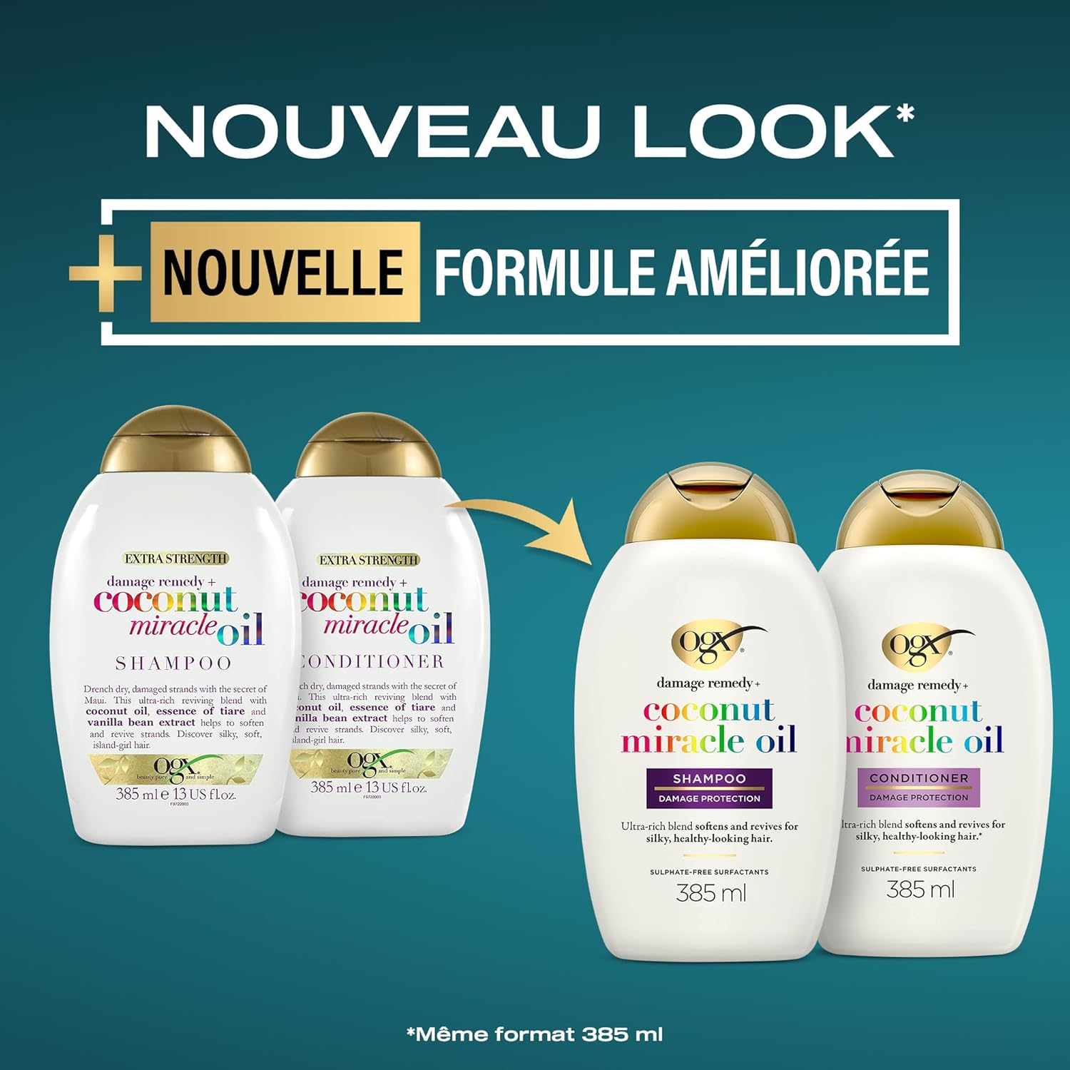 OGX - Shampooing Damage Remedy Coconut Miracle Oil - 385 ml - Répare et nourrit cheveux secs