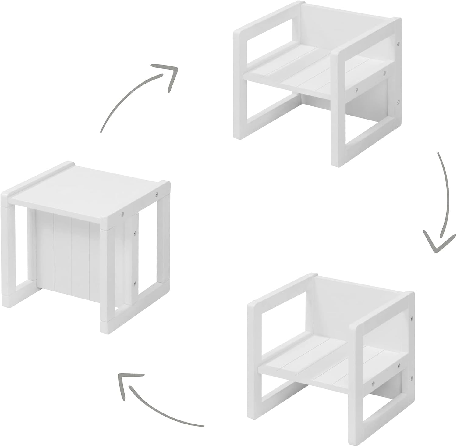 roba - Ensemble table enfant 3 hauteurs réversible, blanc, style campagne