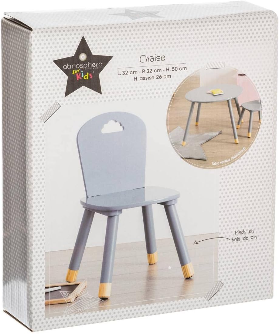 Atmosphera - Chaise Enfant Douceur Grise - compacte - assise confortable