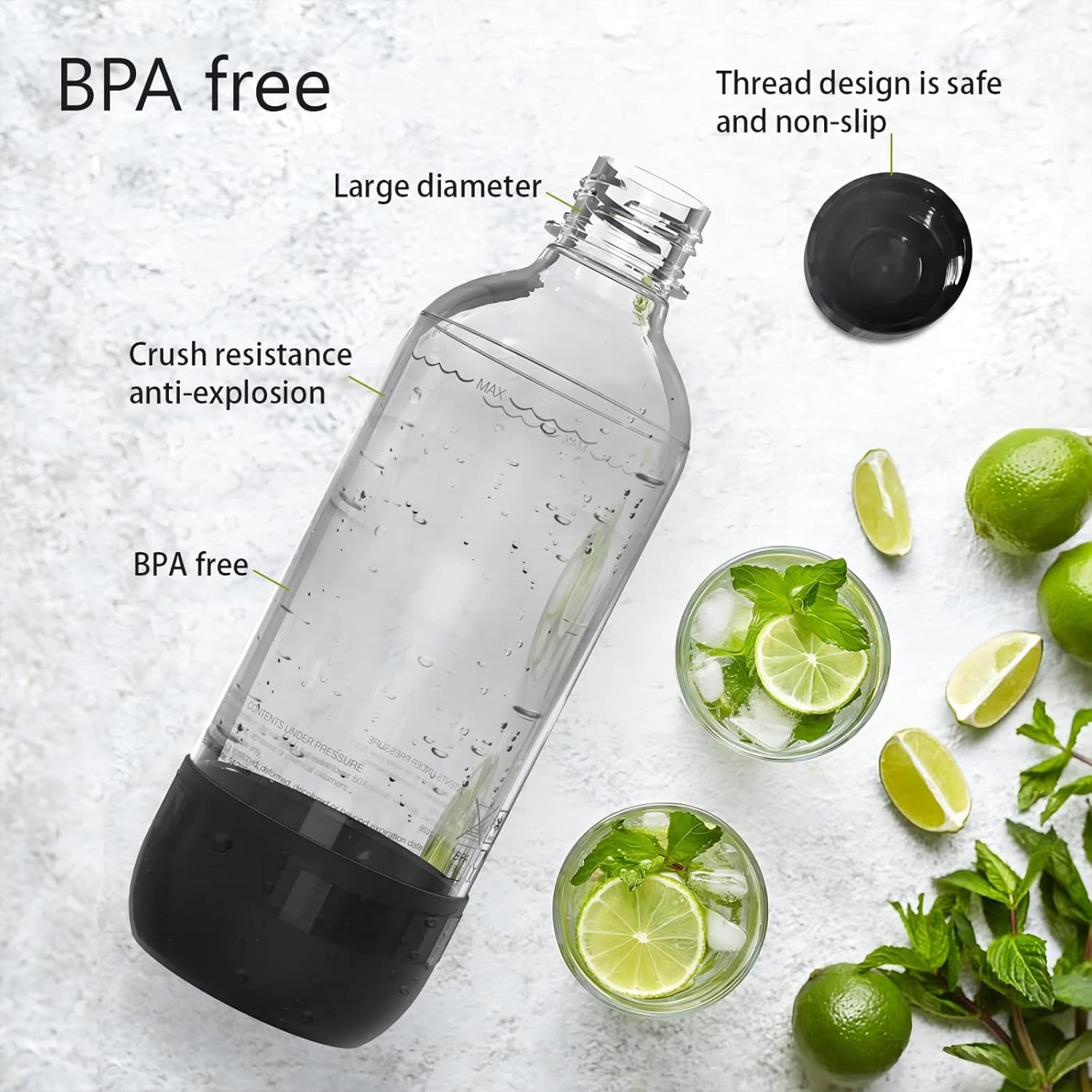 Mycket - bouteilles soda réutilisables 1L - PET sans BPA, 2 couleurs