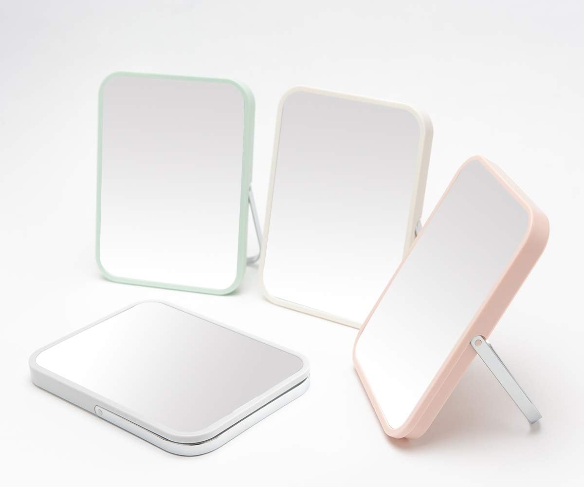 YEAKE - miroir de maquillage pliable 20,3cm, support métal, rotation 90°