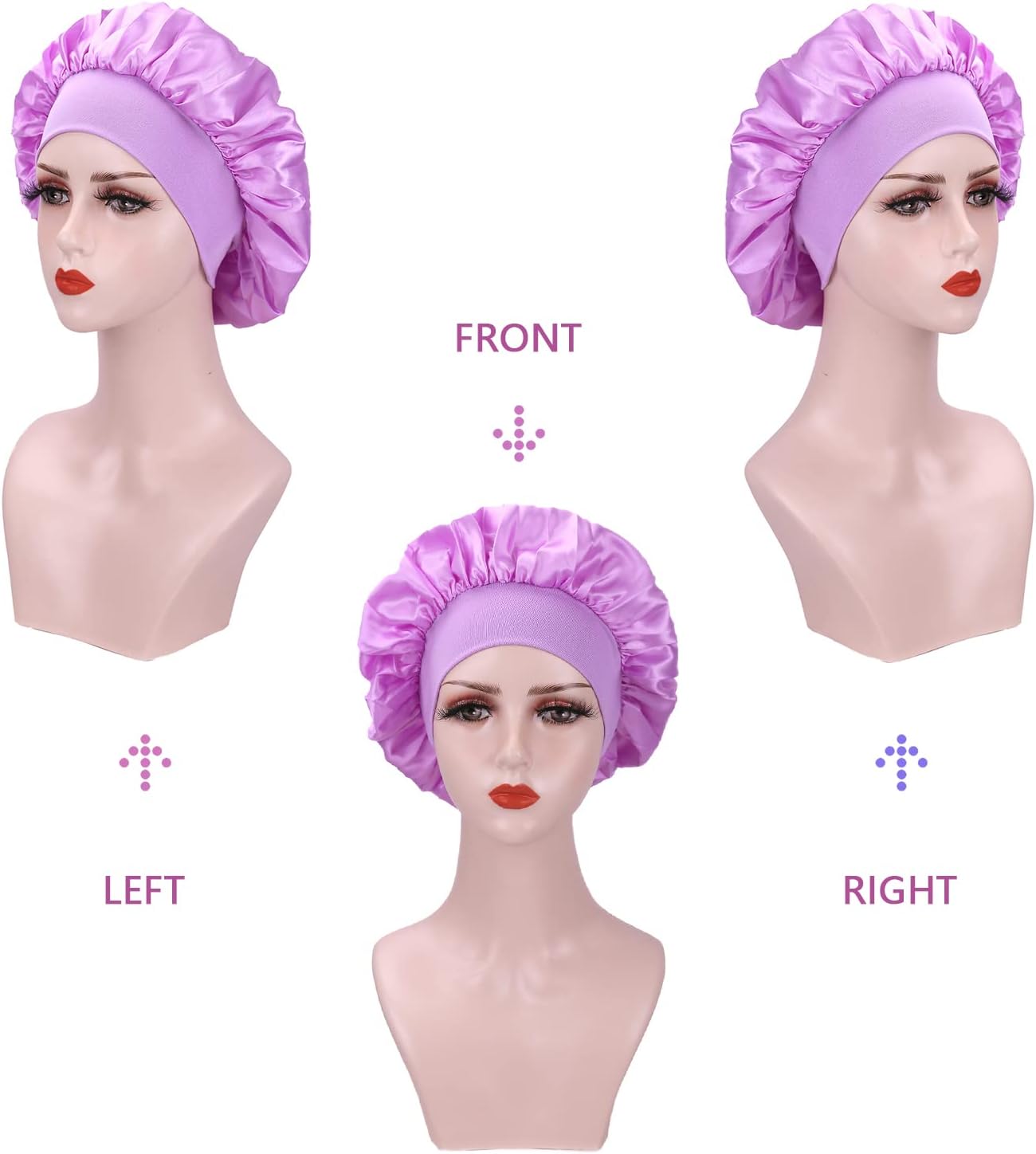 Bonnet de nuit satin femme - lot de 2 - soyeux, protection cheveux