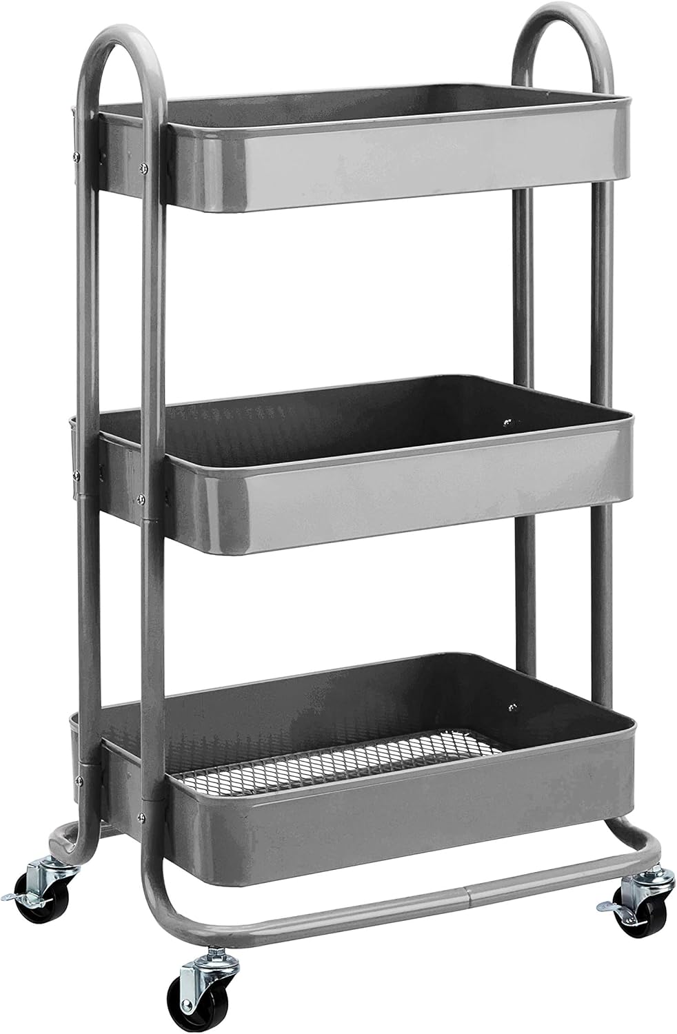 maxxi-dealz Basics - Chariot 3 niveaux - 43x23x86 cm - Roulettes, gris anthracite