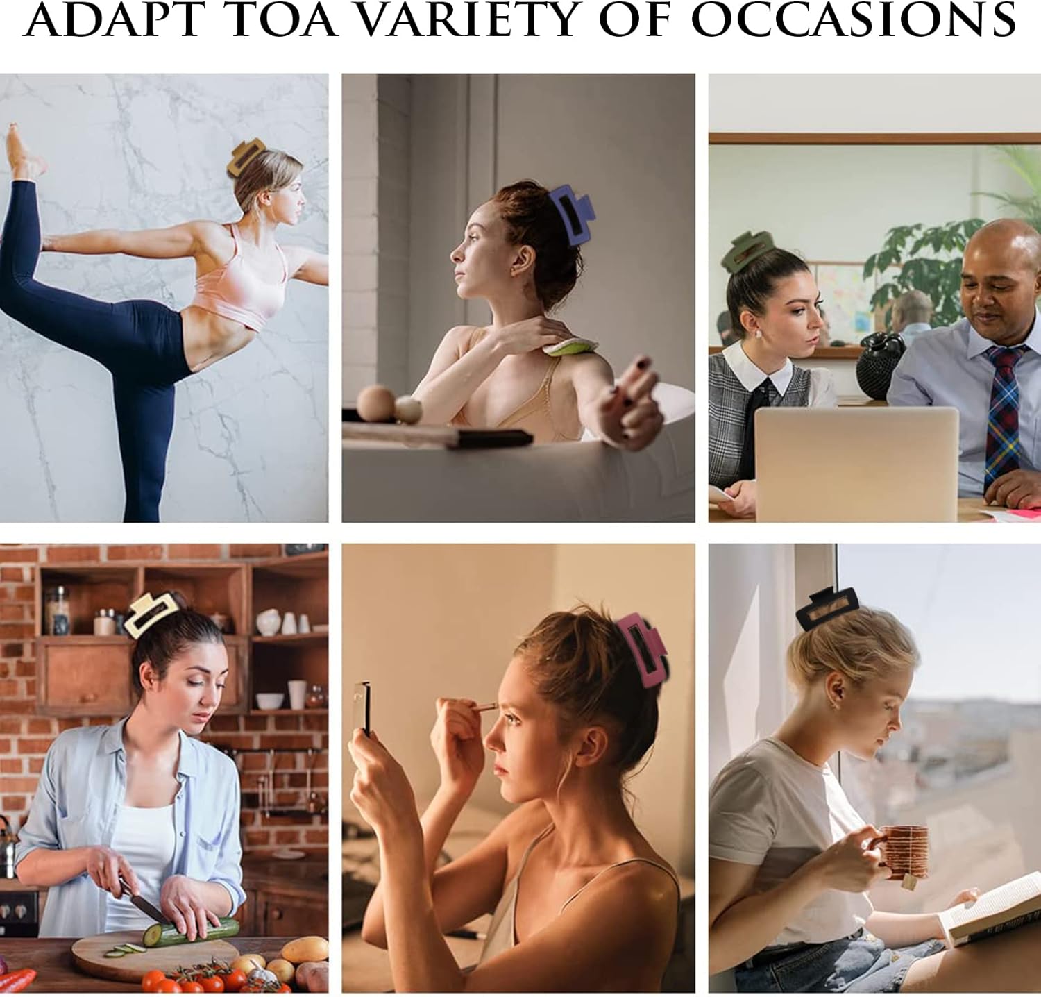 Kavya - lot 6 pinces cheveux - 10,5cm - antidérapantes, épaisses, adulte Hair Claw Clip-C