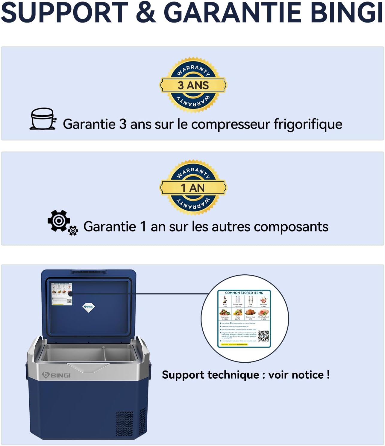 BINGI - glacière électrique 30L - silen. ≤45dB, -18°C à +15°C