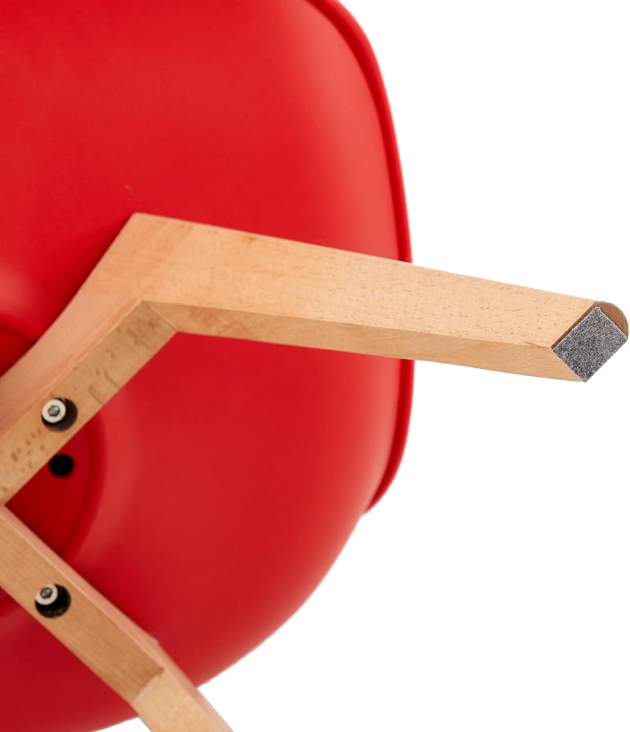 EGGREE - chaises scandinaves lot de 8 - bois hêtre, rouge, rembourrées